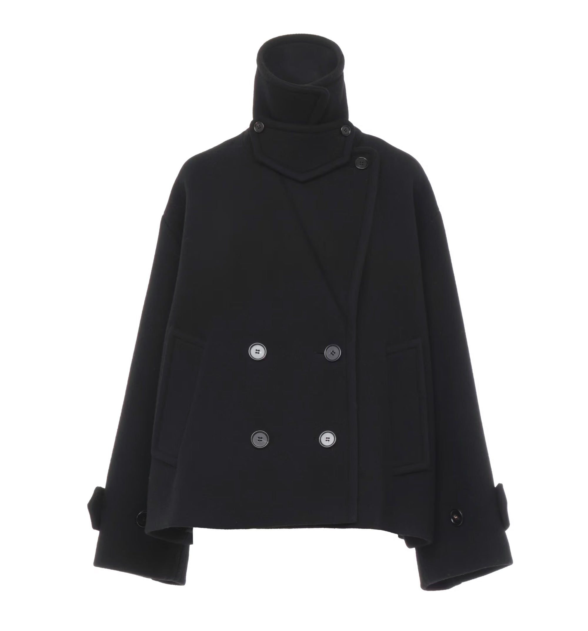 Oversized short coat in wool