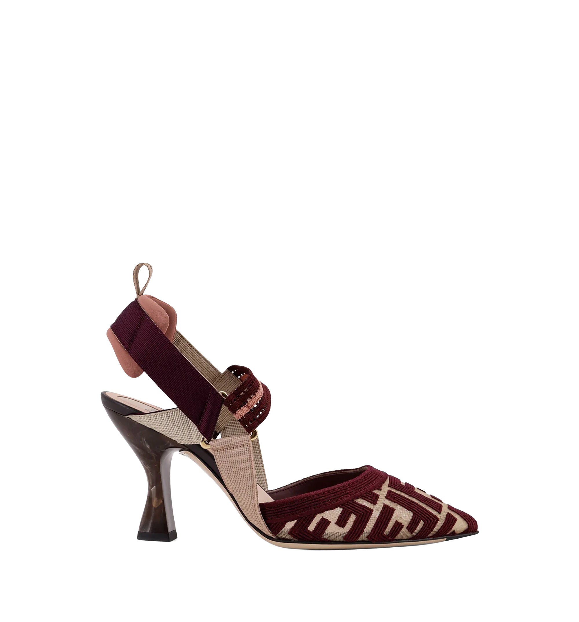 Colibrì Burgundy FF Fabric High-Heeled Slingbacks
