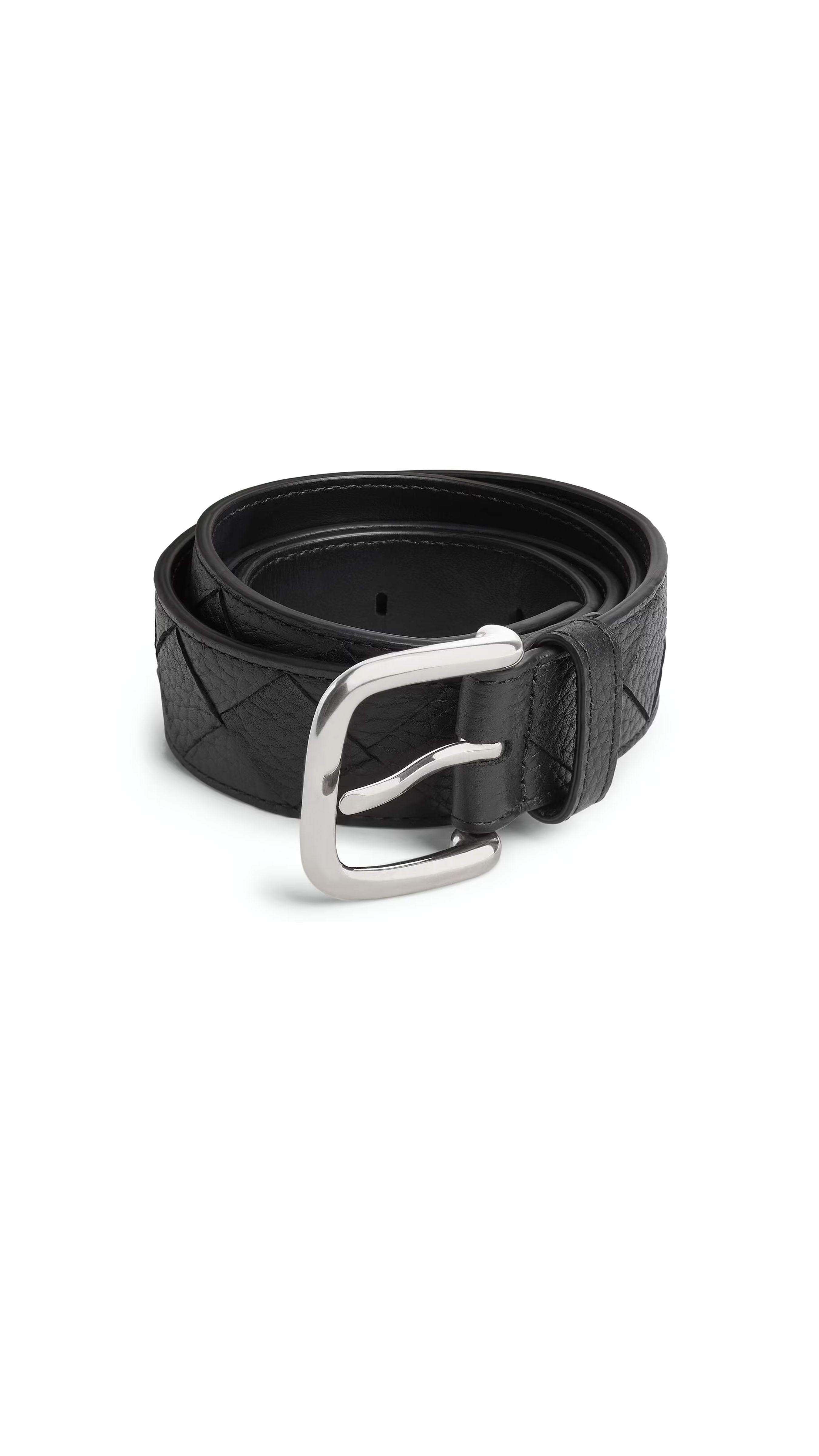 Intrecciato Taurillon Belt - Black