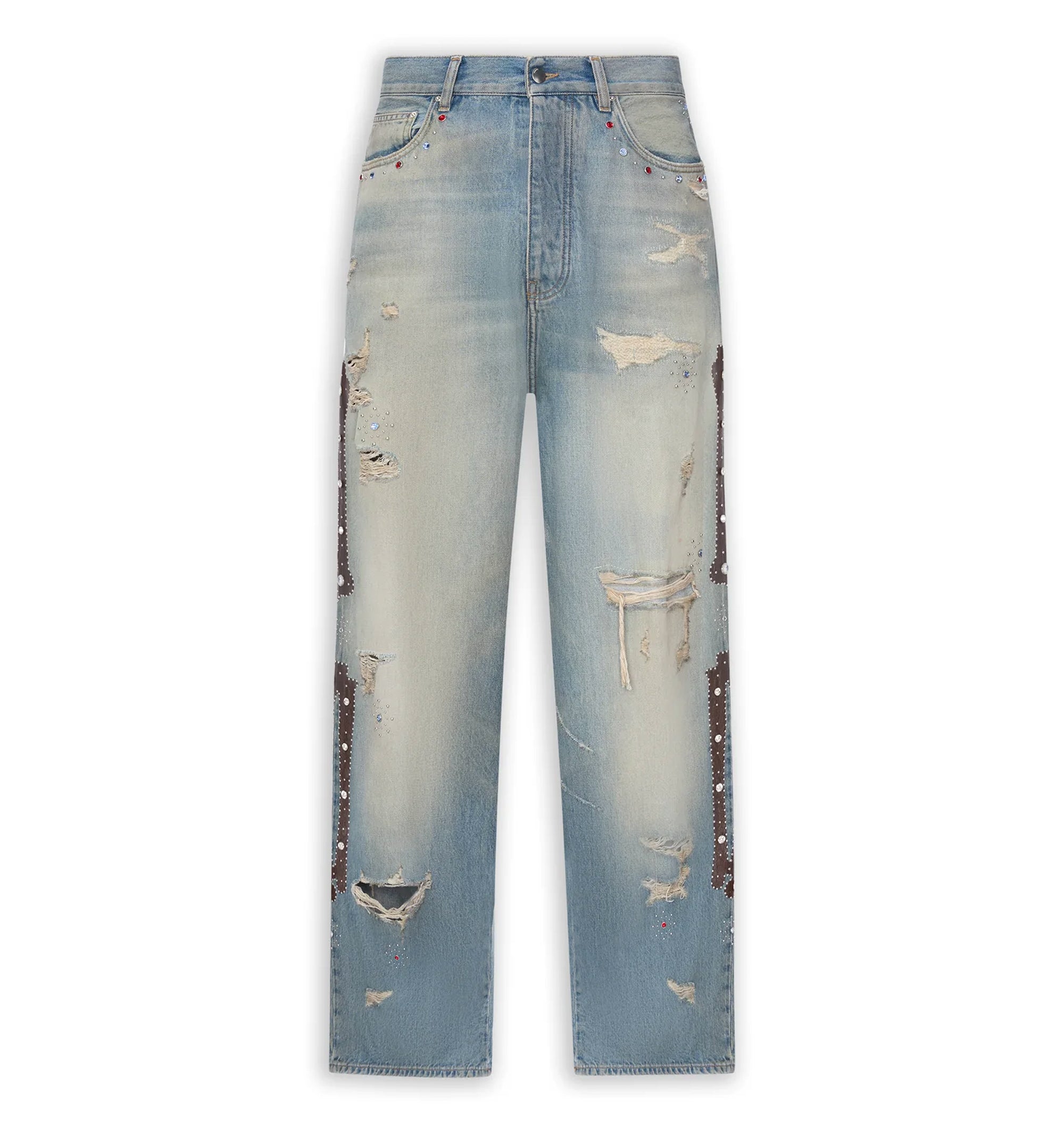 Women's Distressed Crystal Denim Jeans