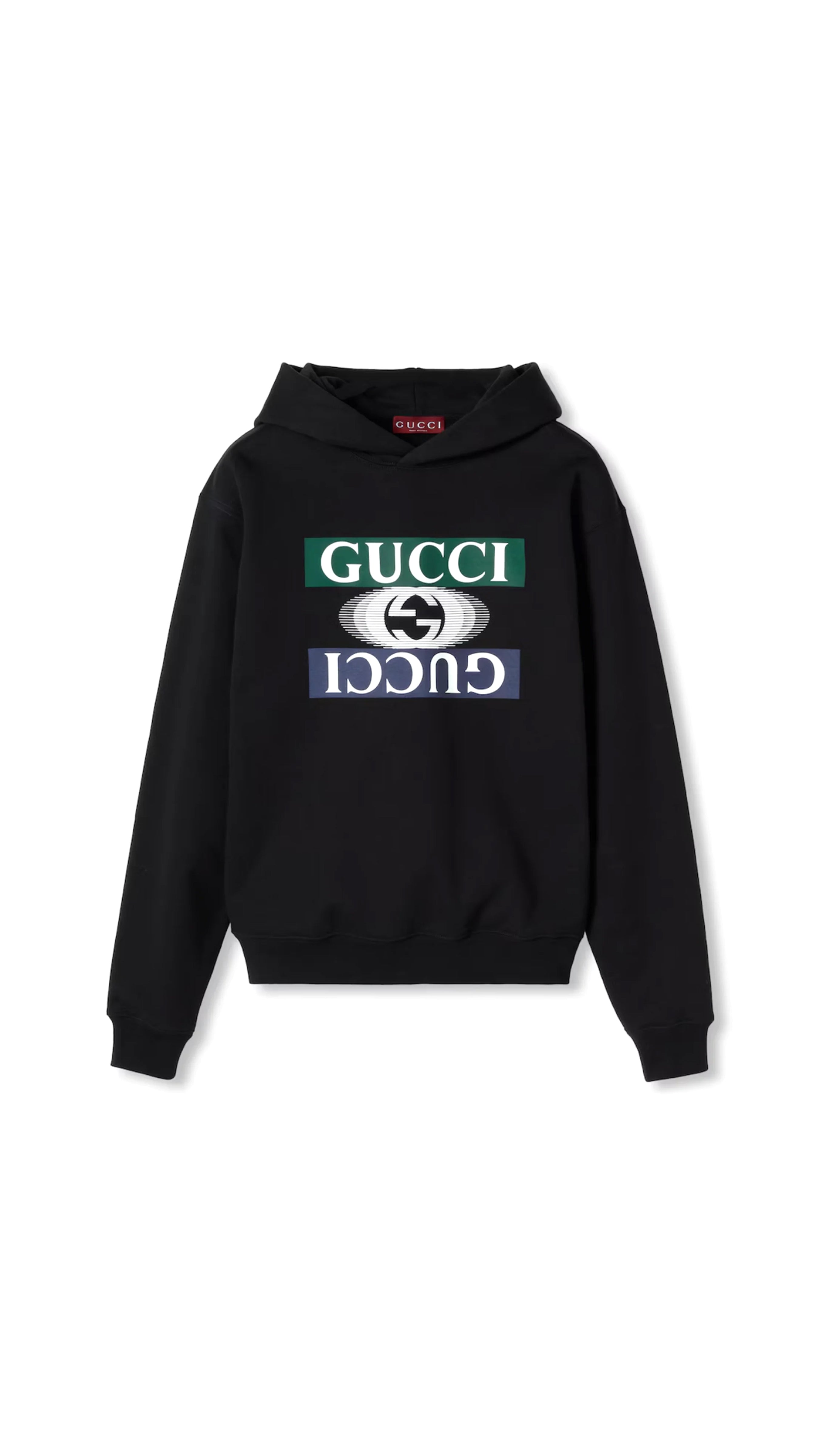 Printed Hooded Sweatshirt - Black
