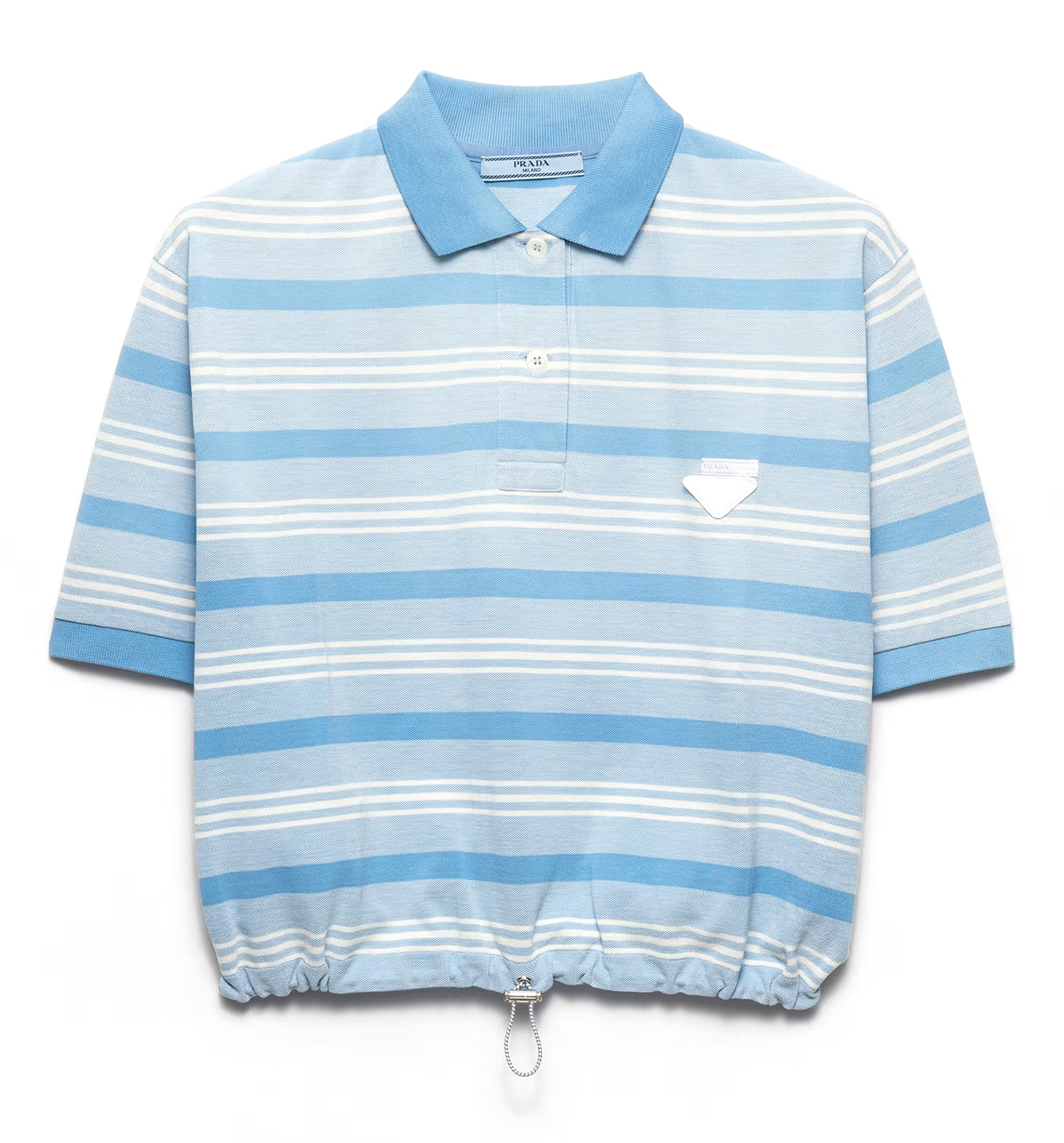 Embroidered Striped Piqué Polo Shirt
