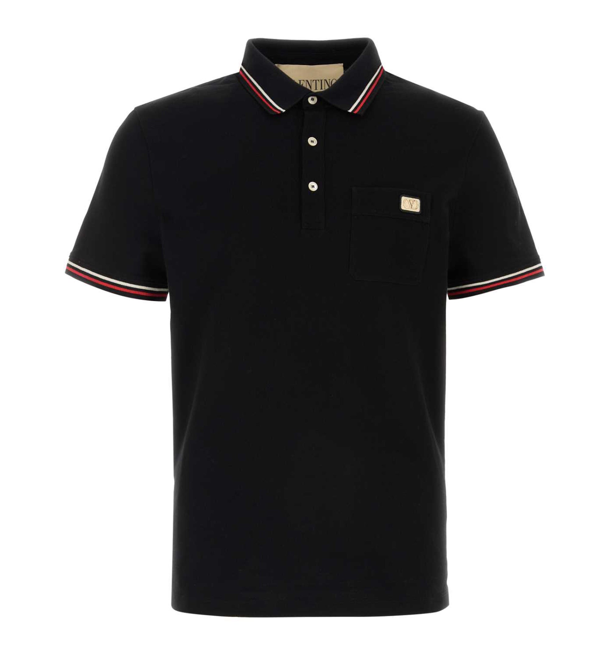 Cotton Piqué Polo Shirt With VLogo Patch