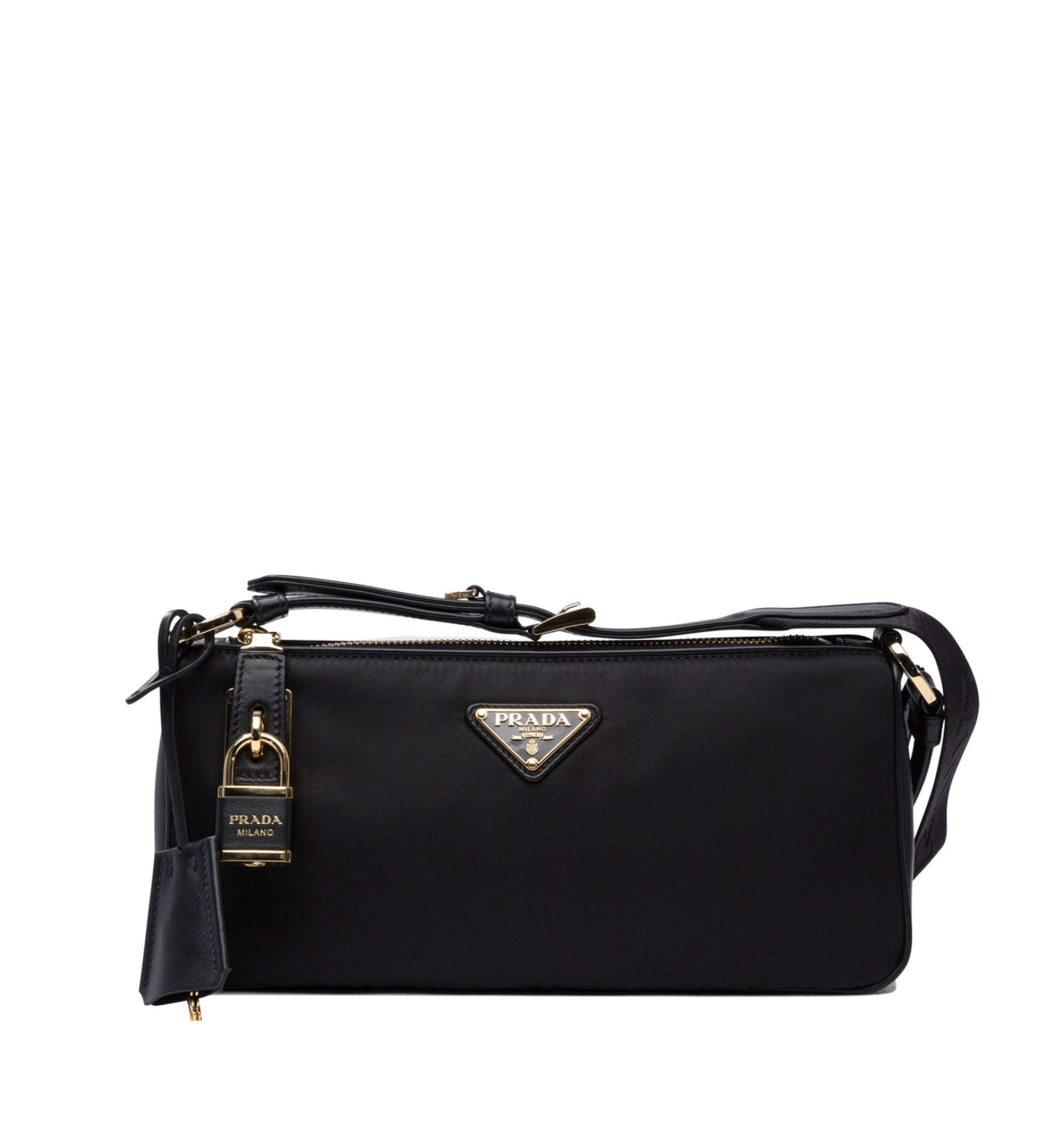 Re-Nylon and Leather Shoulder Bag