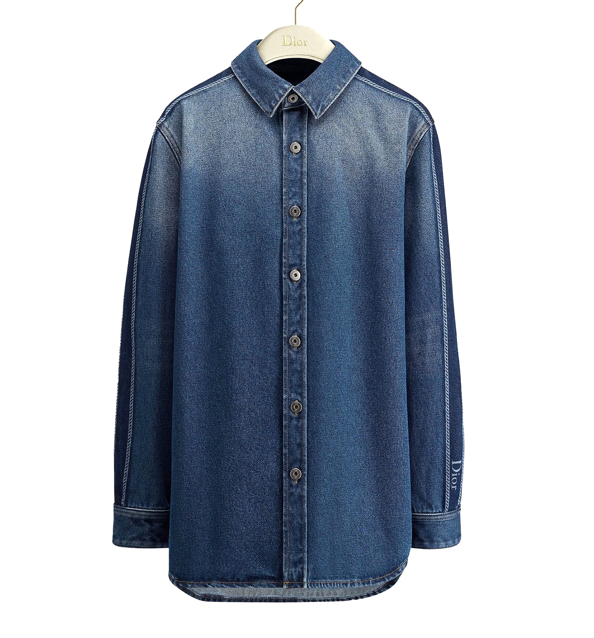 Blue Stonewashed Cotton Denim Shirt