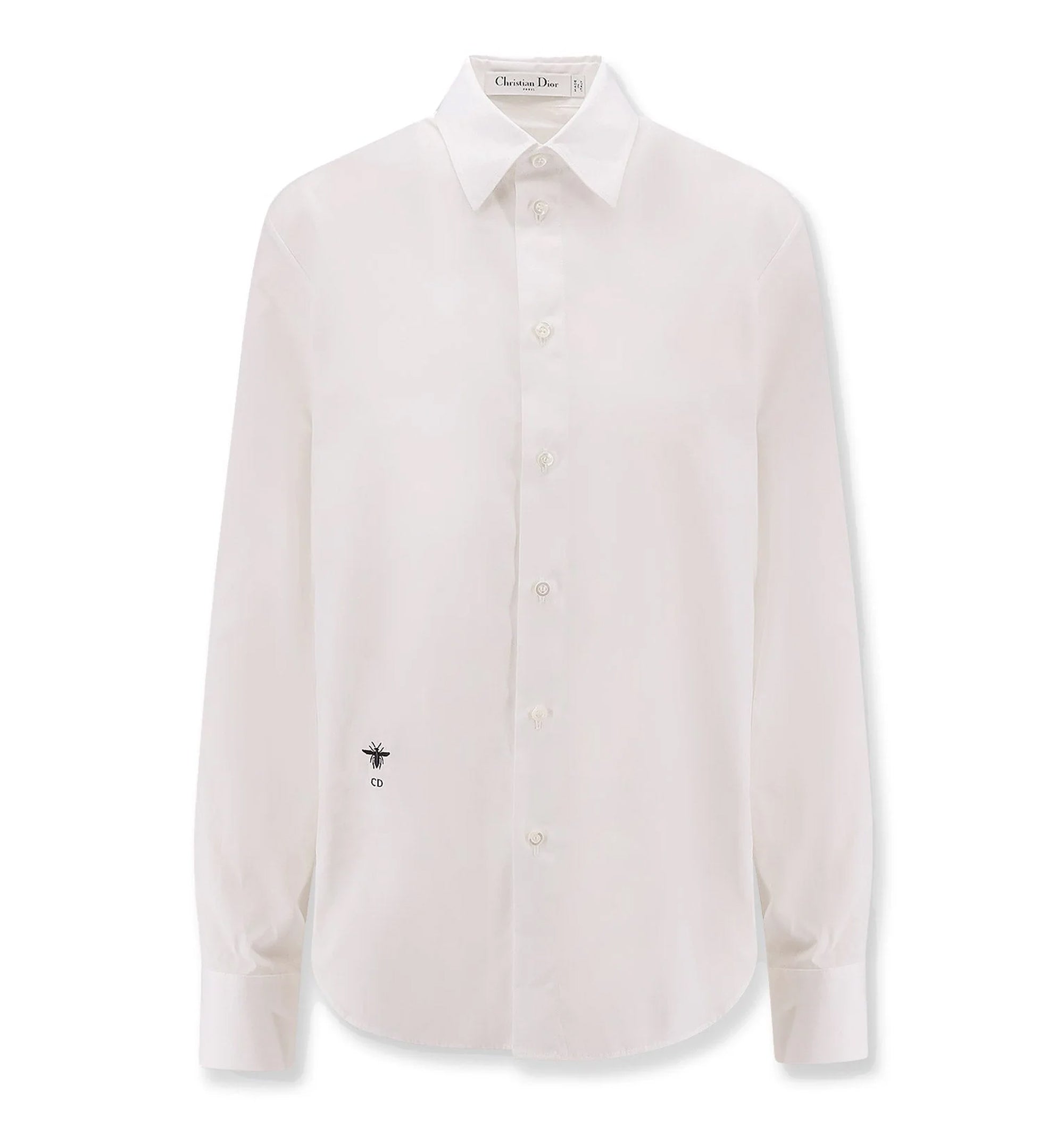 Cotton Shirt With Bee And Monogram Embroidery