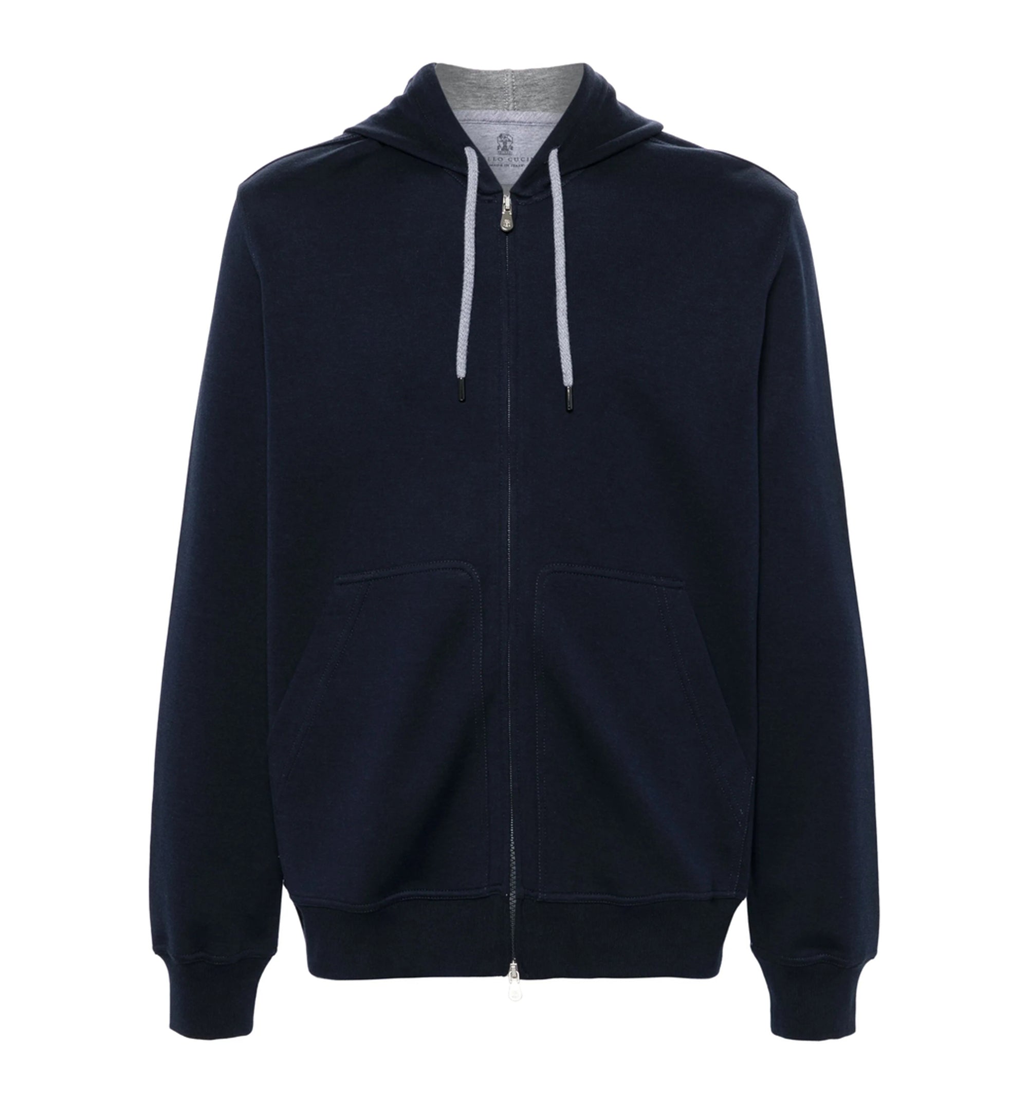 Cotton, cashmere and silk French terry double cloth hooded sweatshirt with zipper