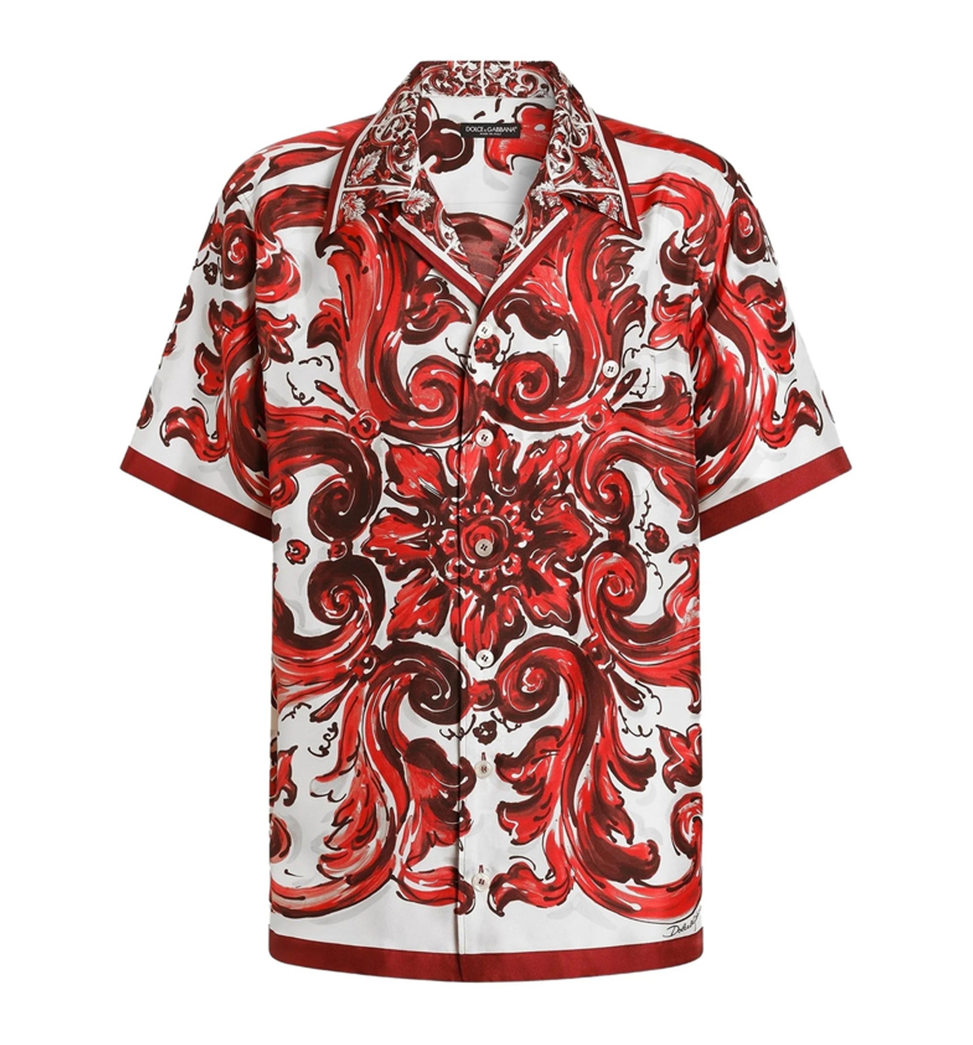 Majolica-Print Silk Twill Hawaii Shirt
