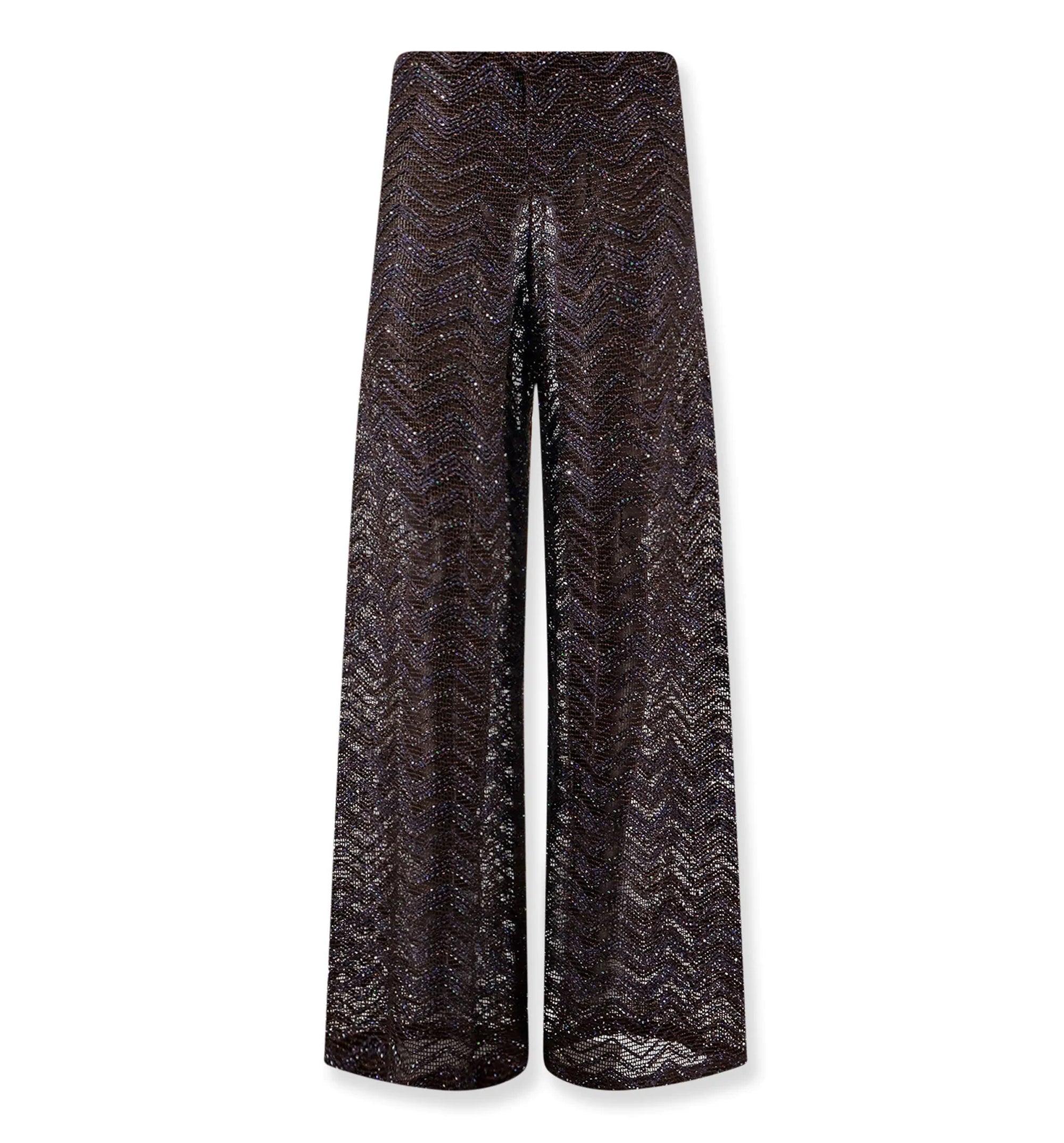 Wide Fishnet Trousers With Zigzag Pattern And Sequins