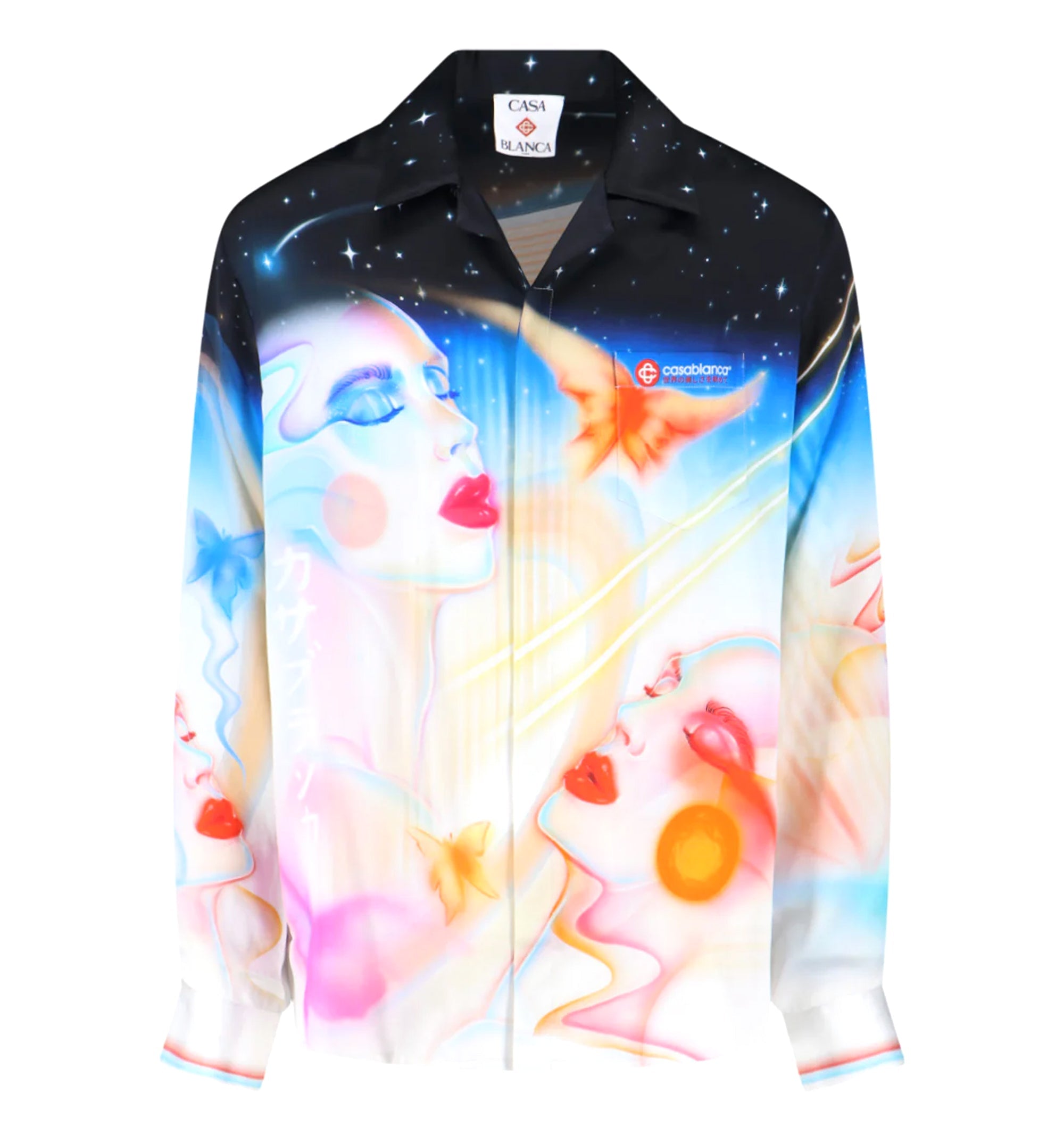 Galactic Connection Cuban Collar Long Sleeve Shirt