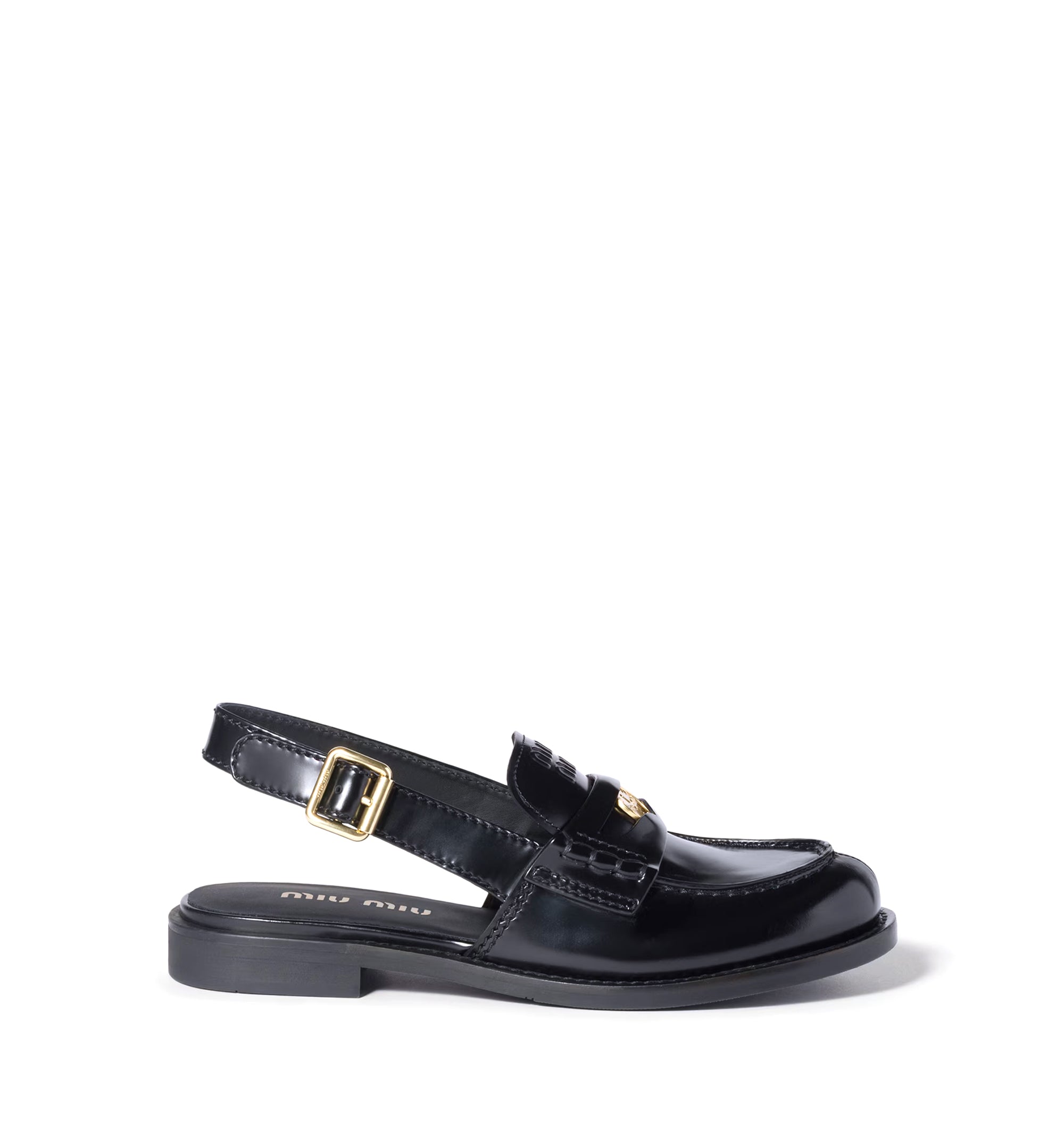 Brushed leather slingback loafers