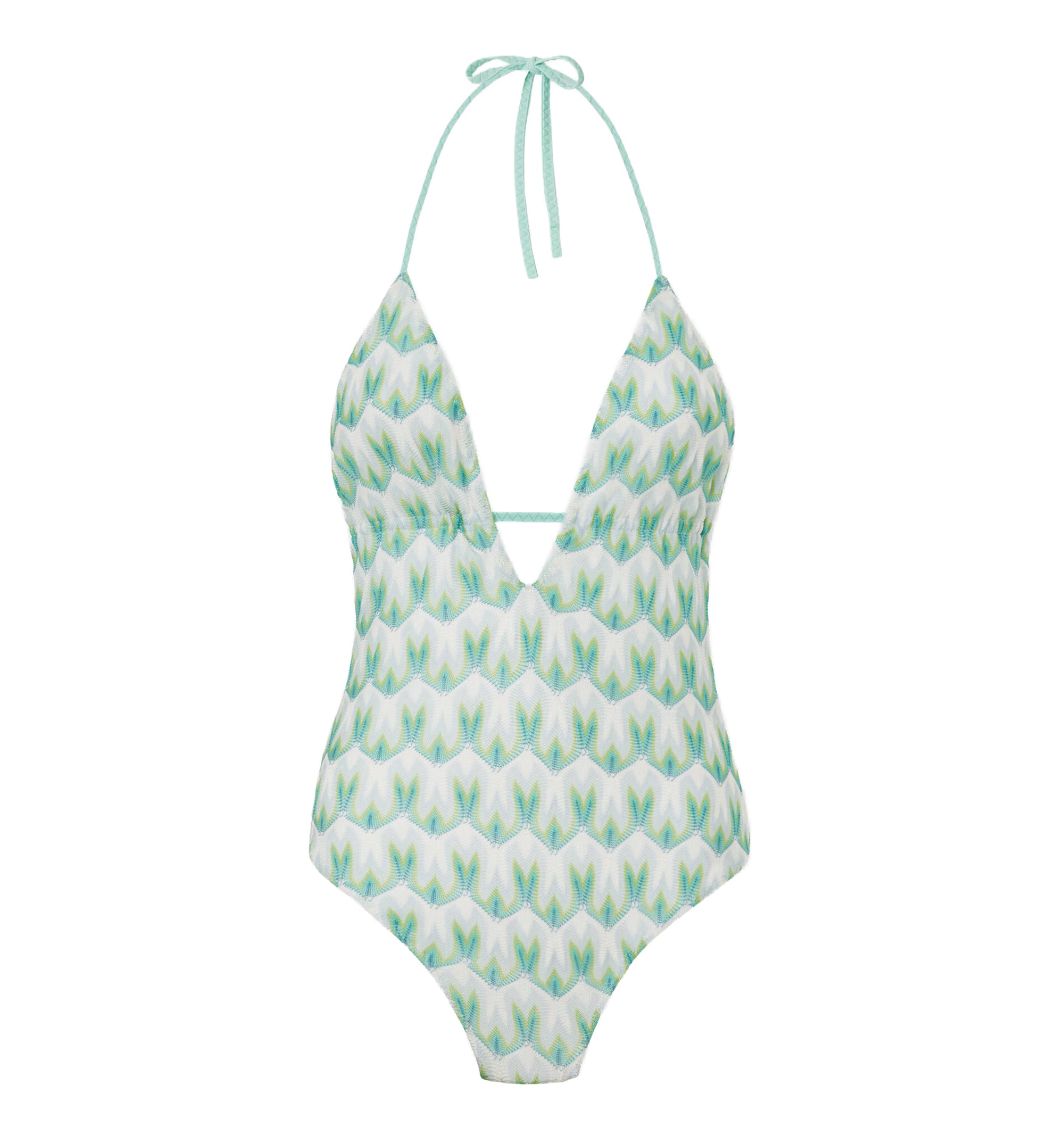 One-piece swimsuit in floral-pattern viscose