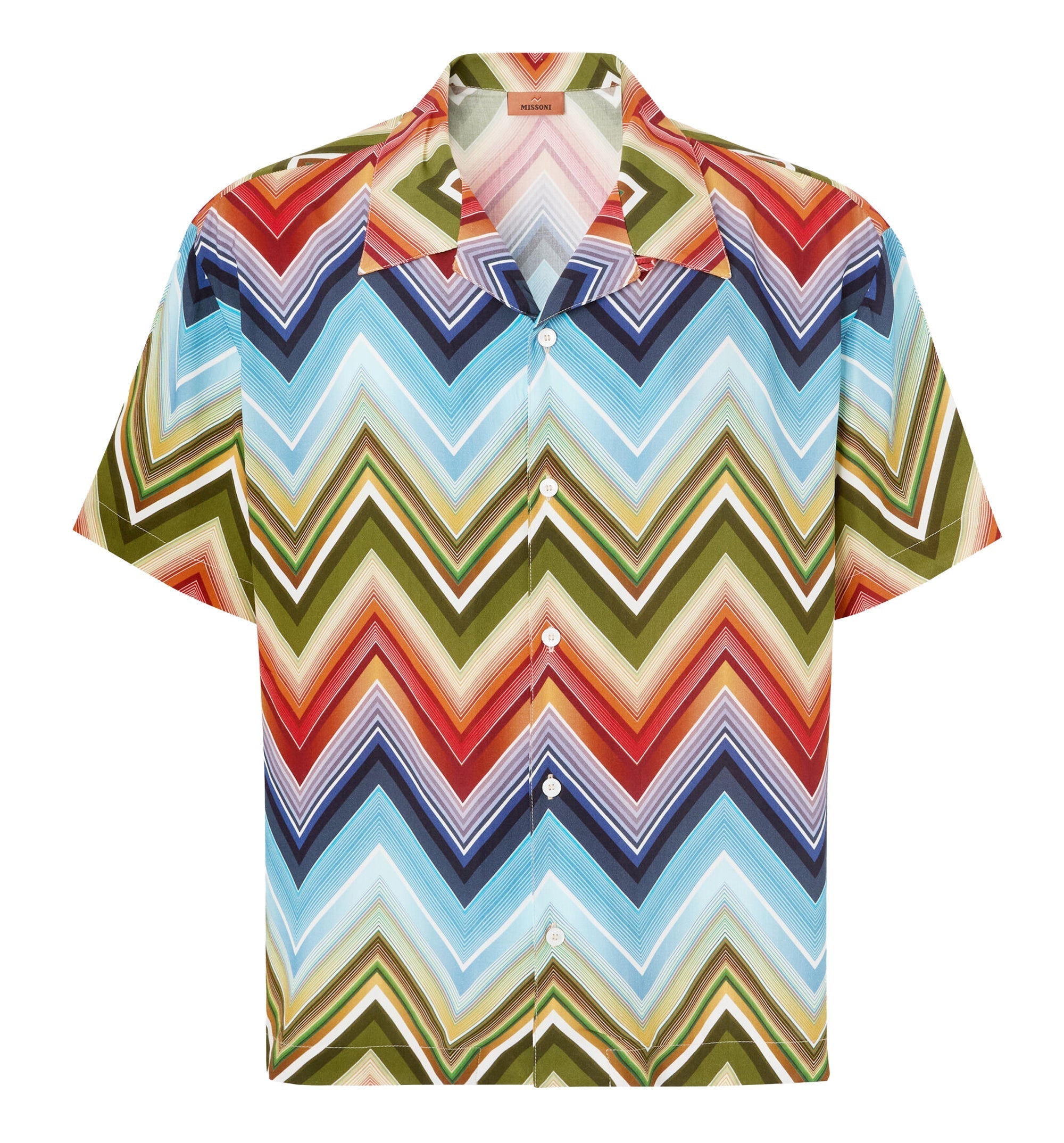 Bowling Shirt in Viscose With Macro Zigzag Print