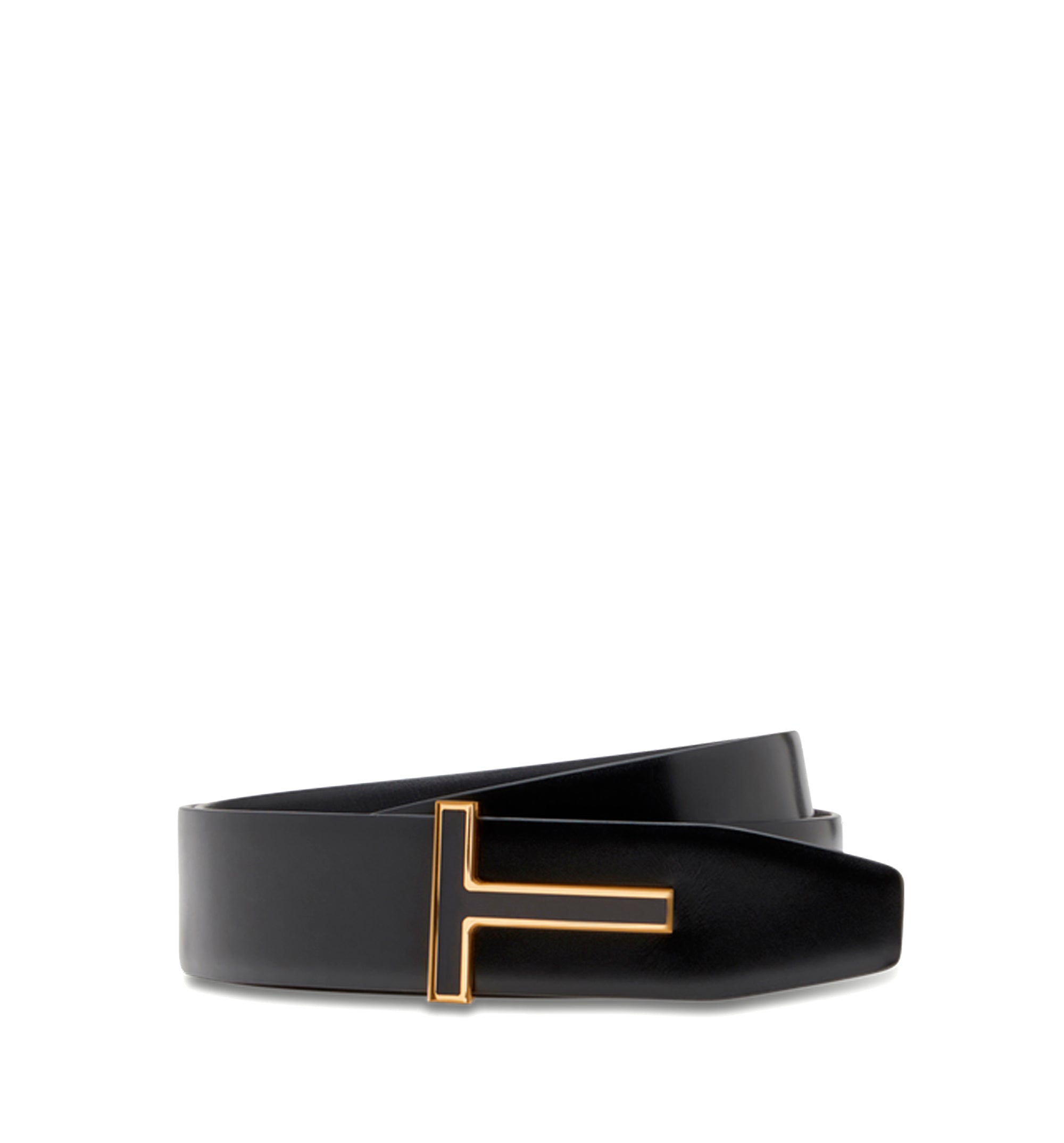 Smooth Leather Enamel Buckle T Belt