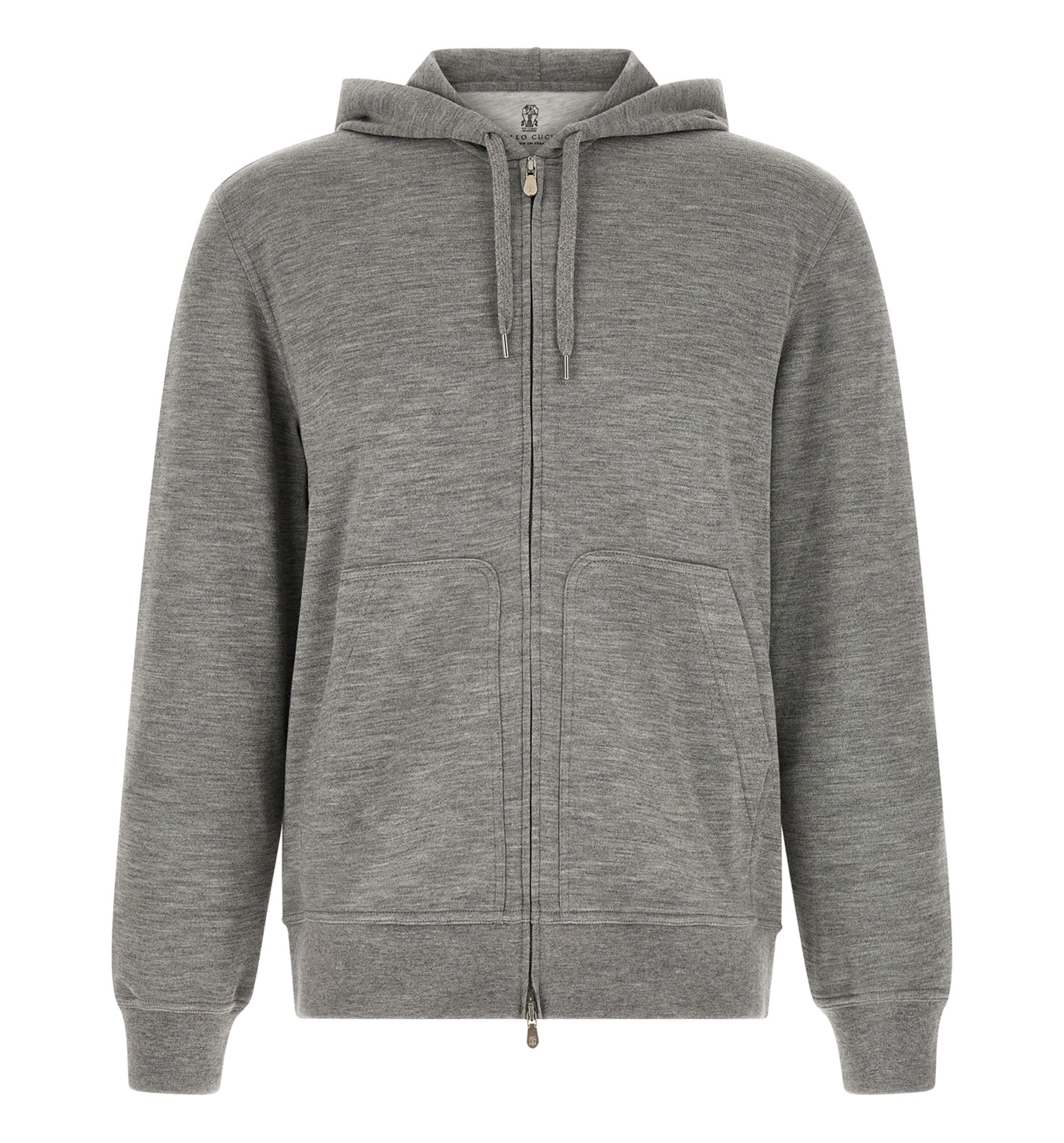 Cashmere And Silk French Terry Hooded Sweatshirt With Zipper