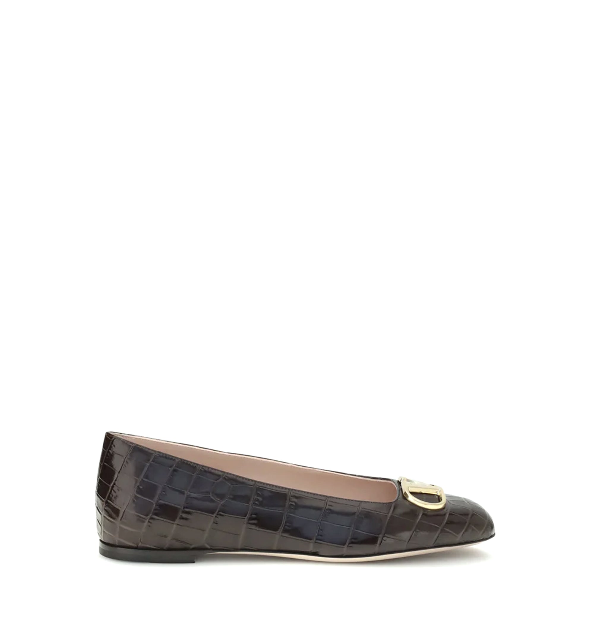VLogo Signature Croc-Effect Ballerinas