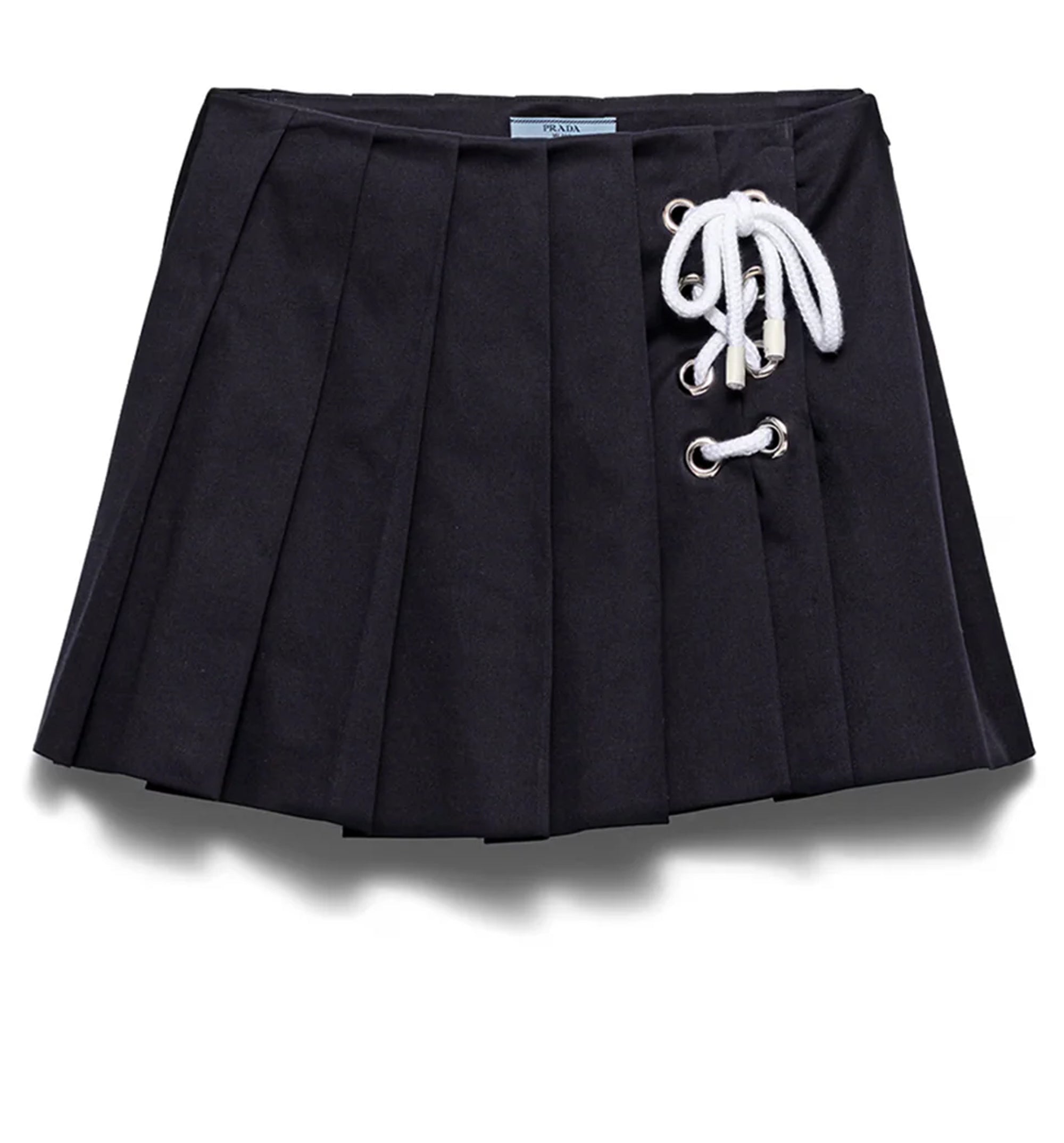 Pleated Stretch Drill Miniskirt