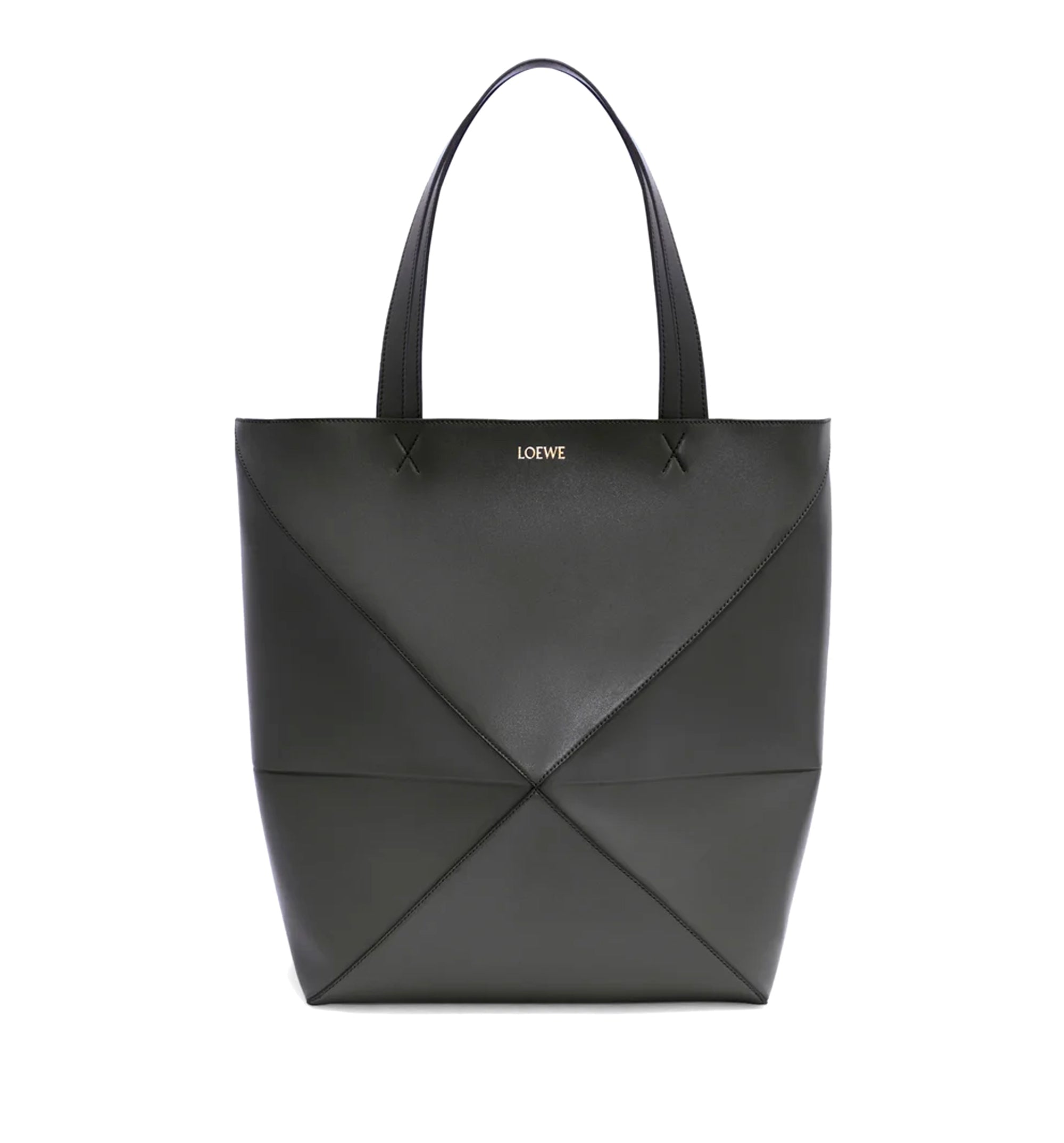 XL Puzzle Fold Tote in Shiny Calfskin