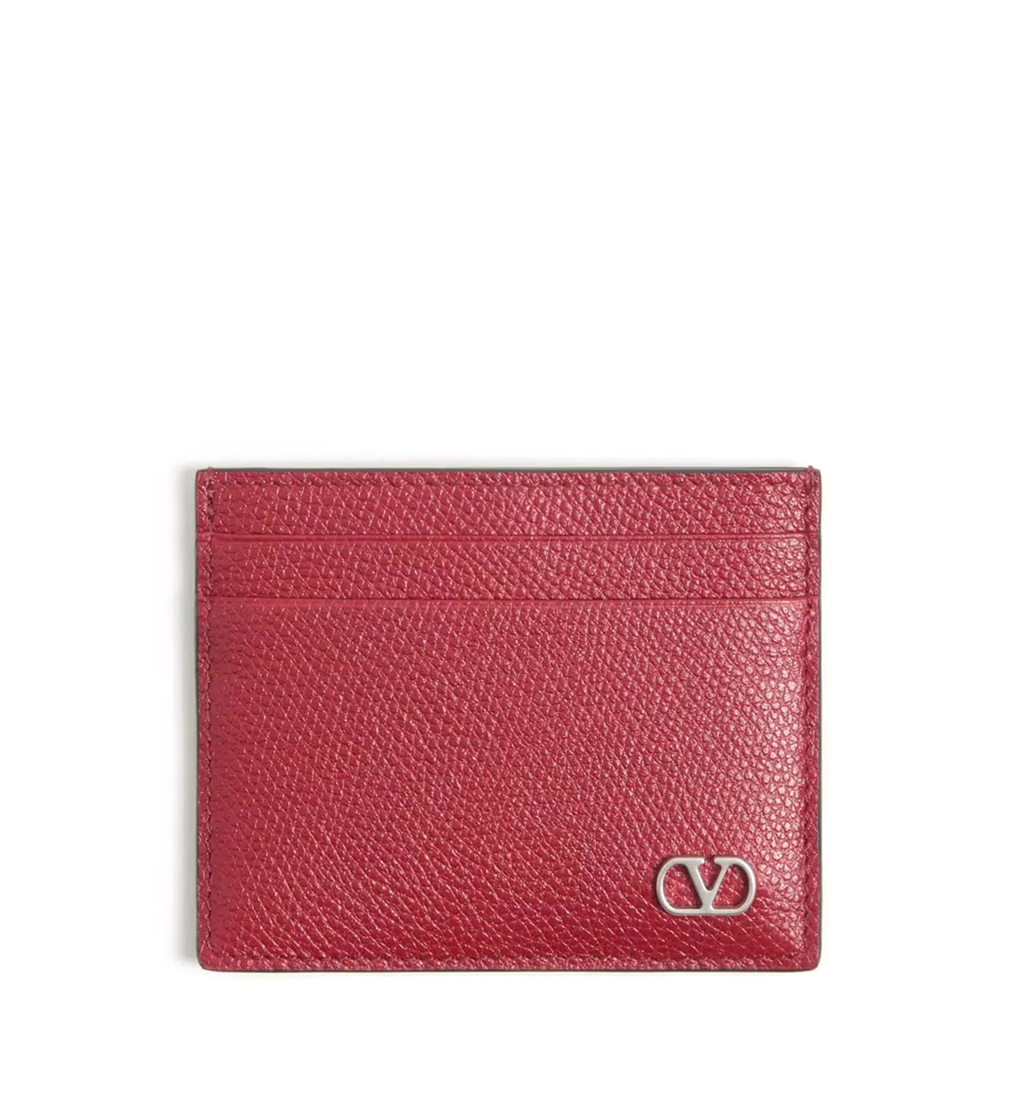 VLogo Signature Grainy Calfskin Card Holder