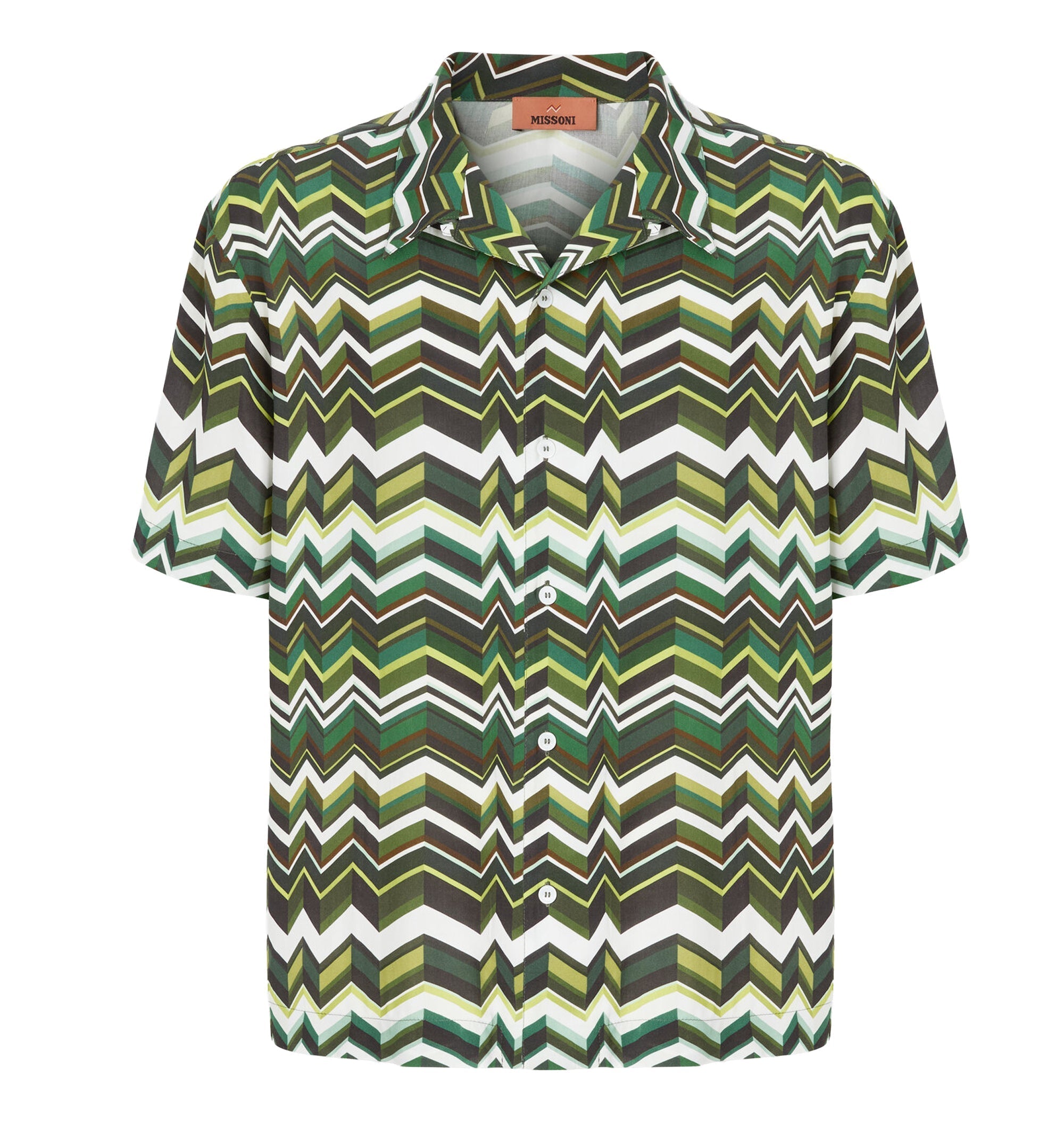 Bowling Shirt In Viscose With Zigzag Print