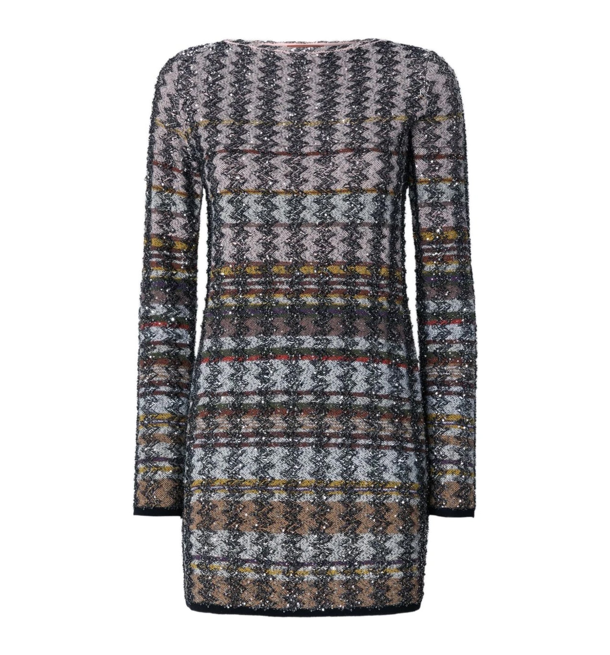 Mini Dress With Chevron And Stripe Pattern