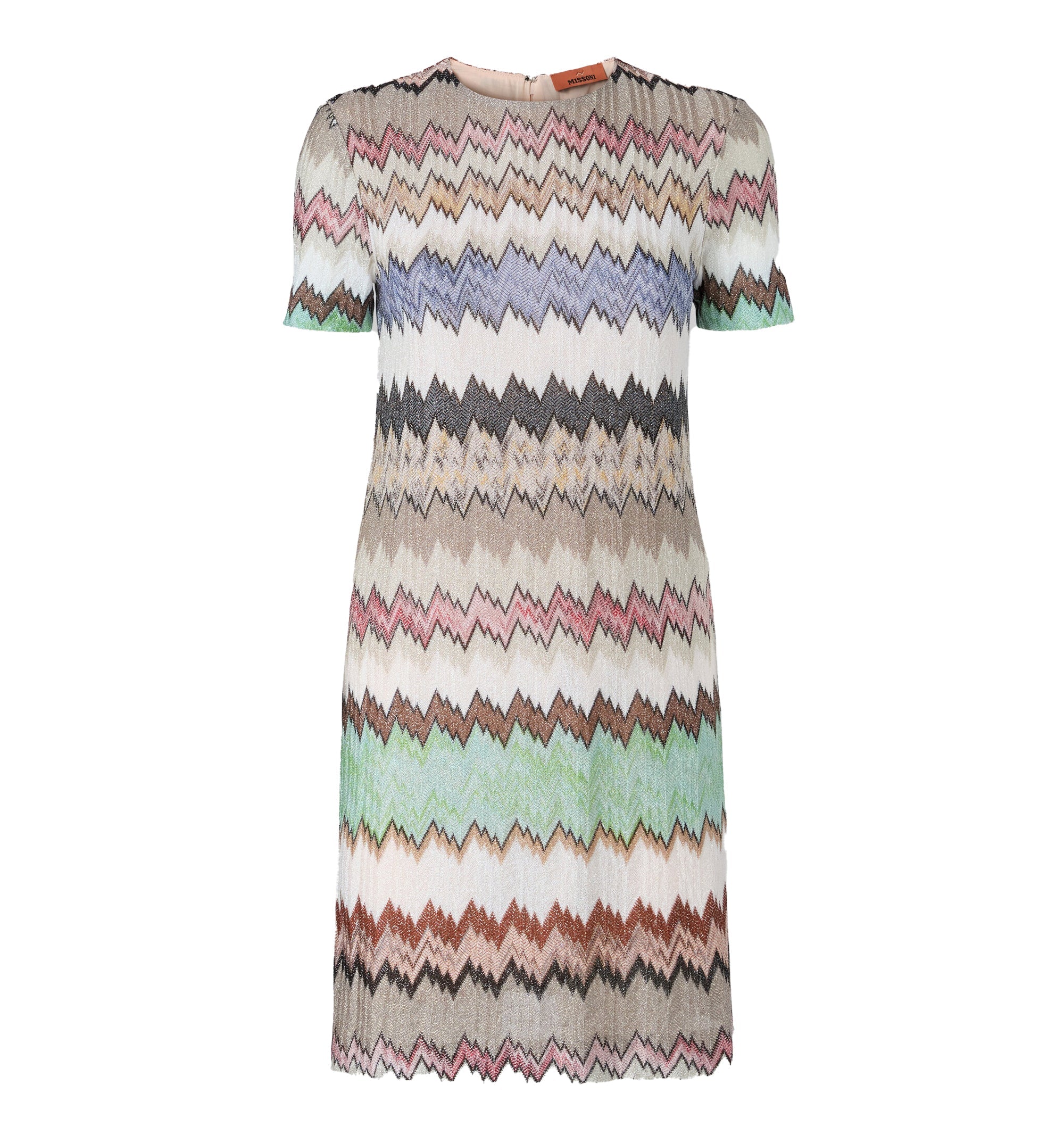 Short-Sleeve Viscose Lamé Mini Dress