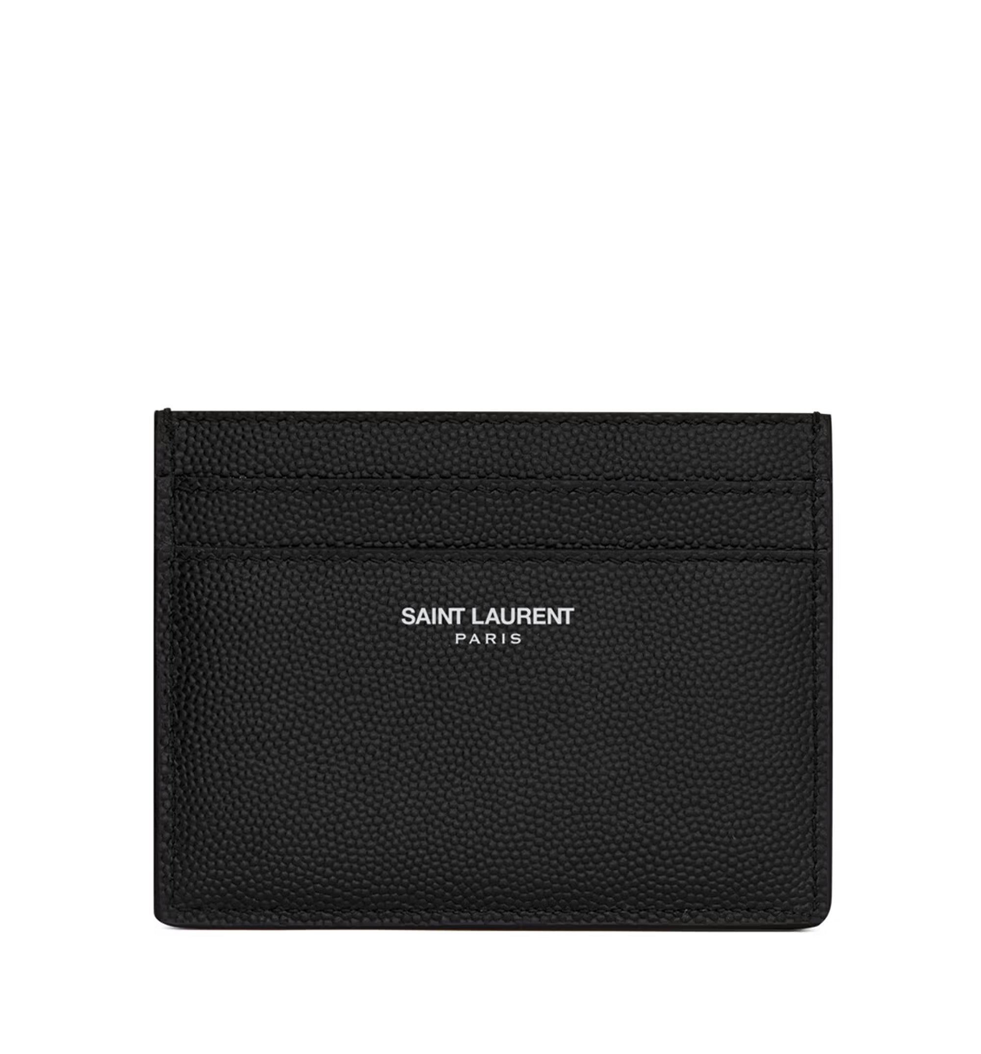 Saint Laurent Paris Credit Card Case In Grain De Poudre Leather