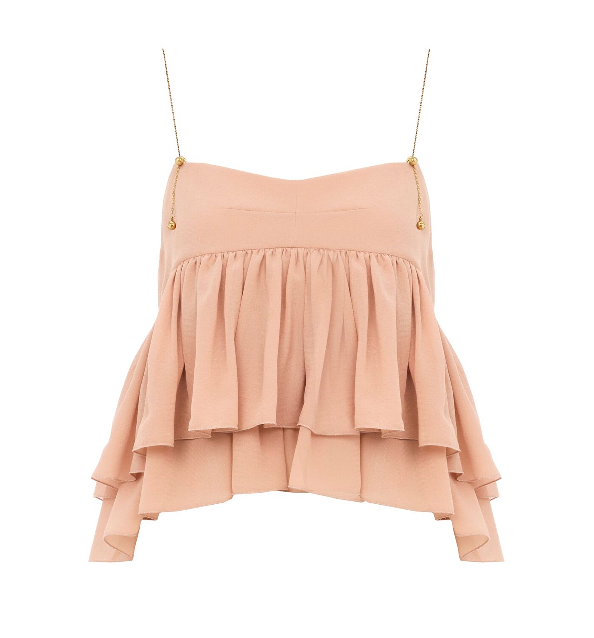 Sleeveless ruffled Top in silk georgette
