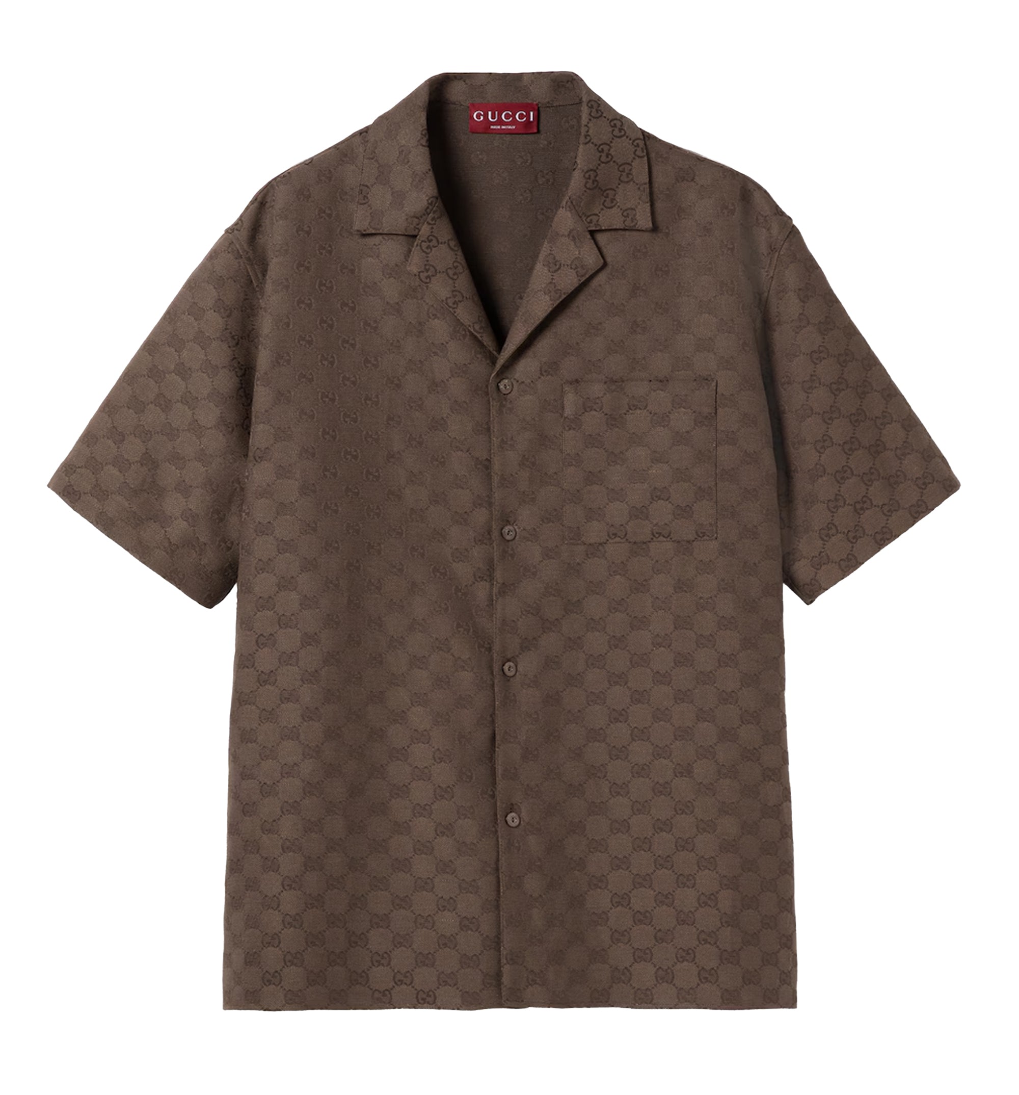 GG Canvas Linen Blend Bowling Shirt