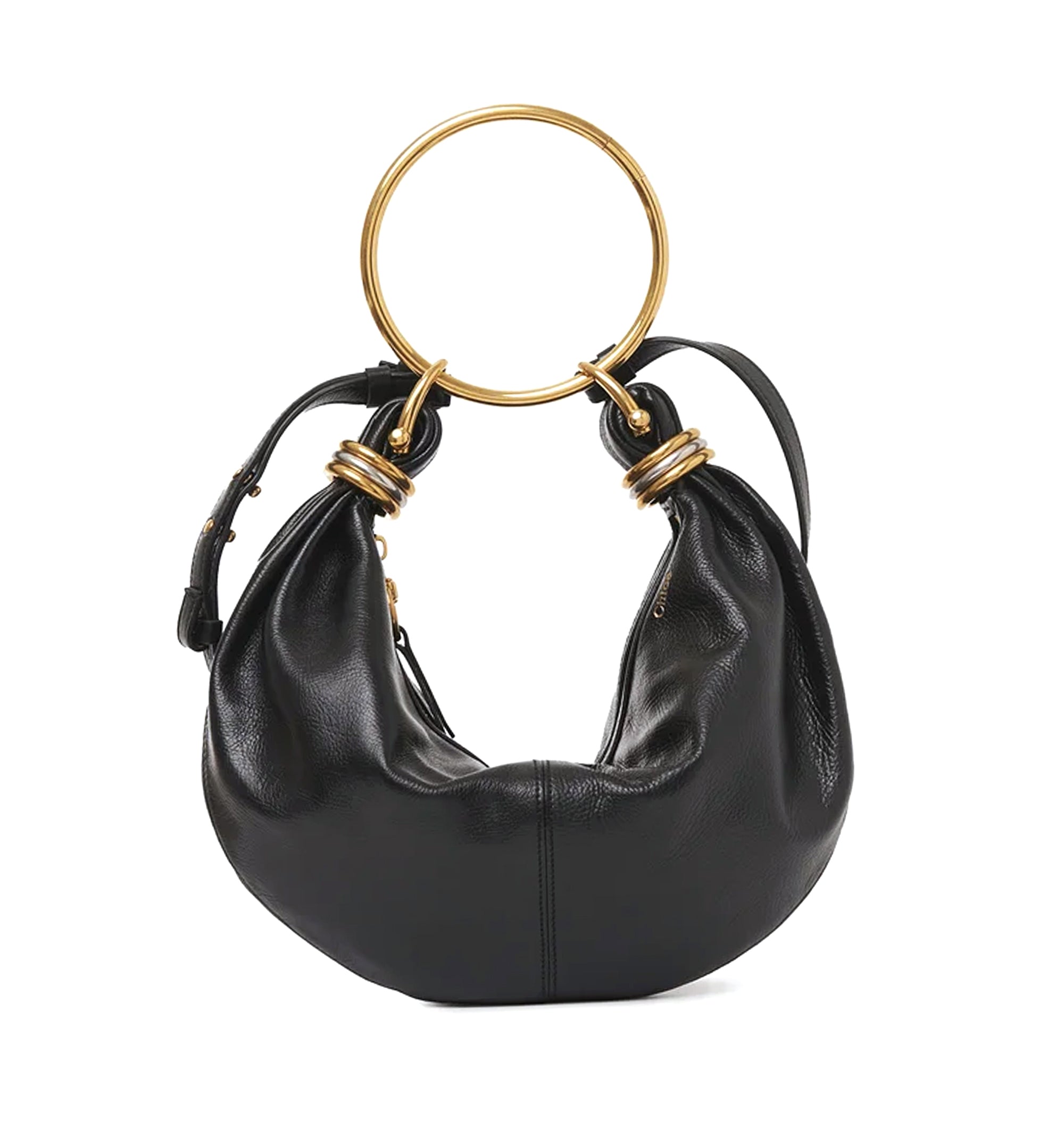 Small Bracelet Hobo Bag In Grained Leather