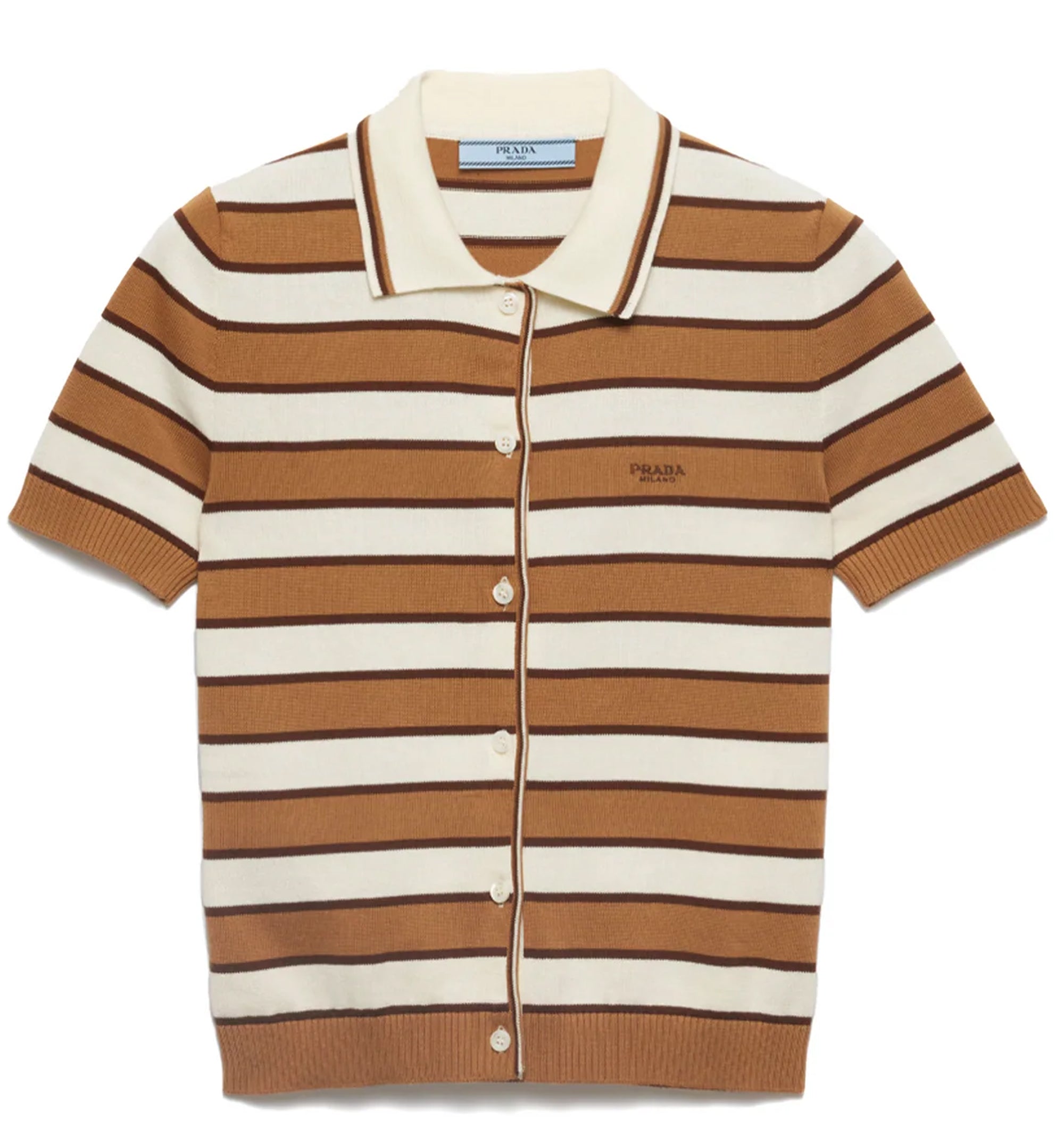 Short-Sleeved Striped Cotton Cardigan