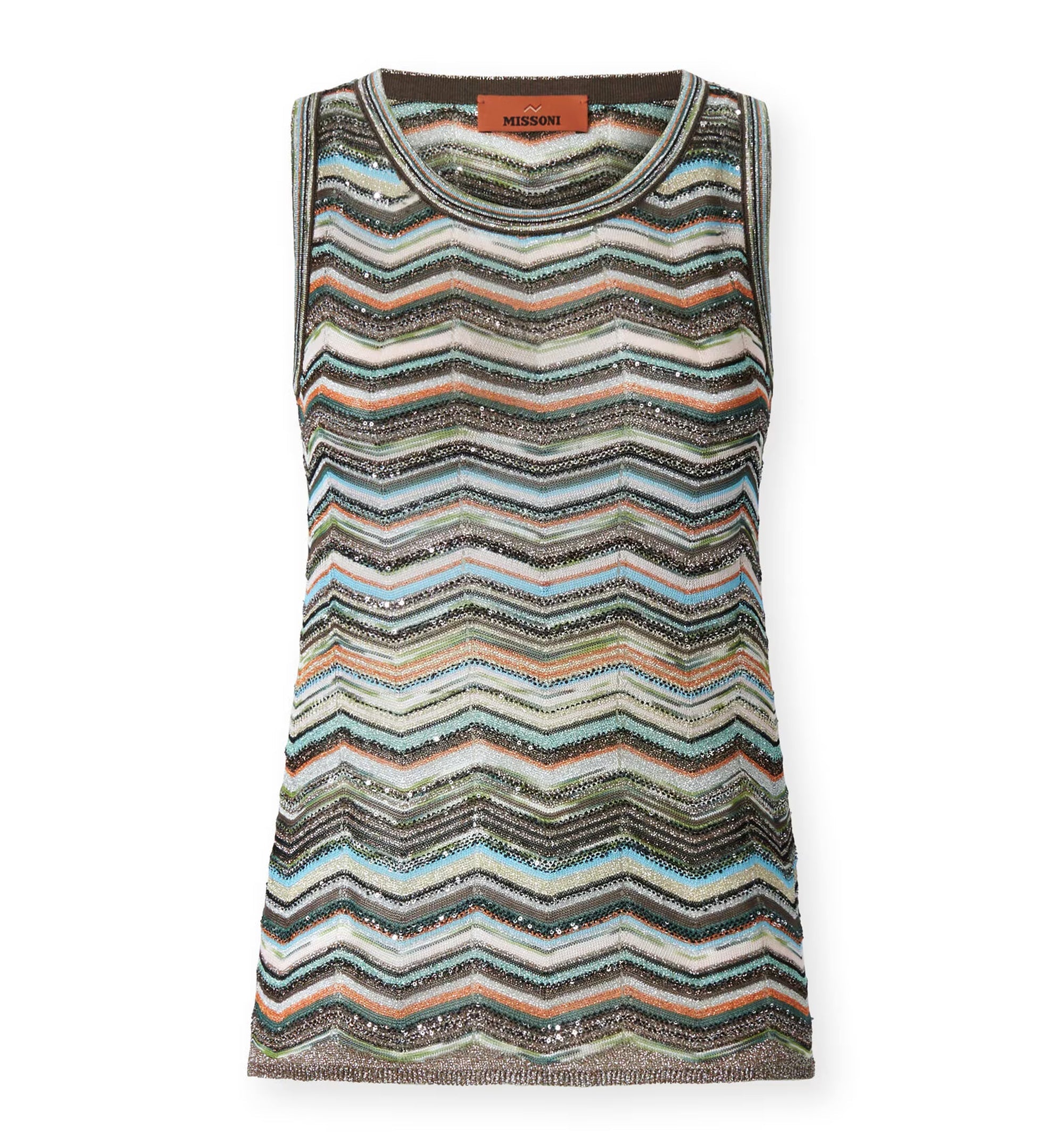 Sleeveless chevron viscose-blend top