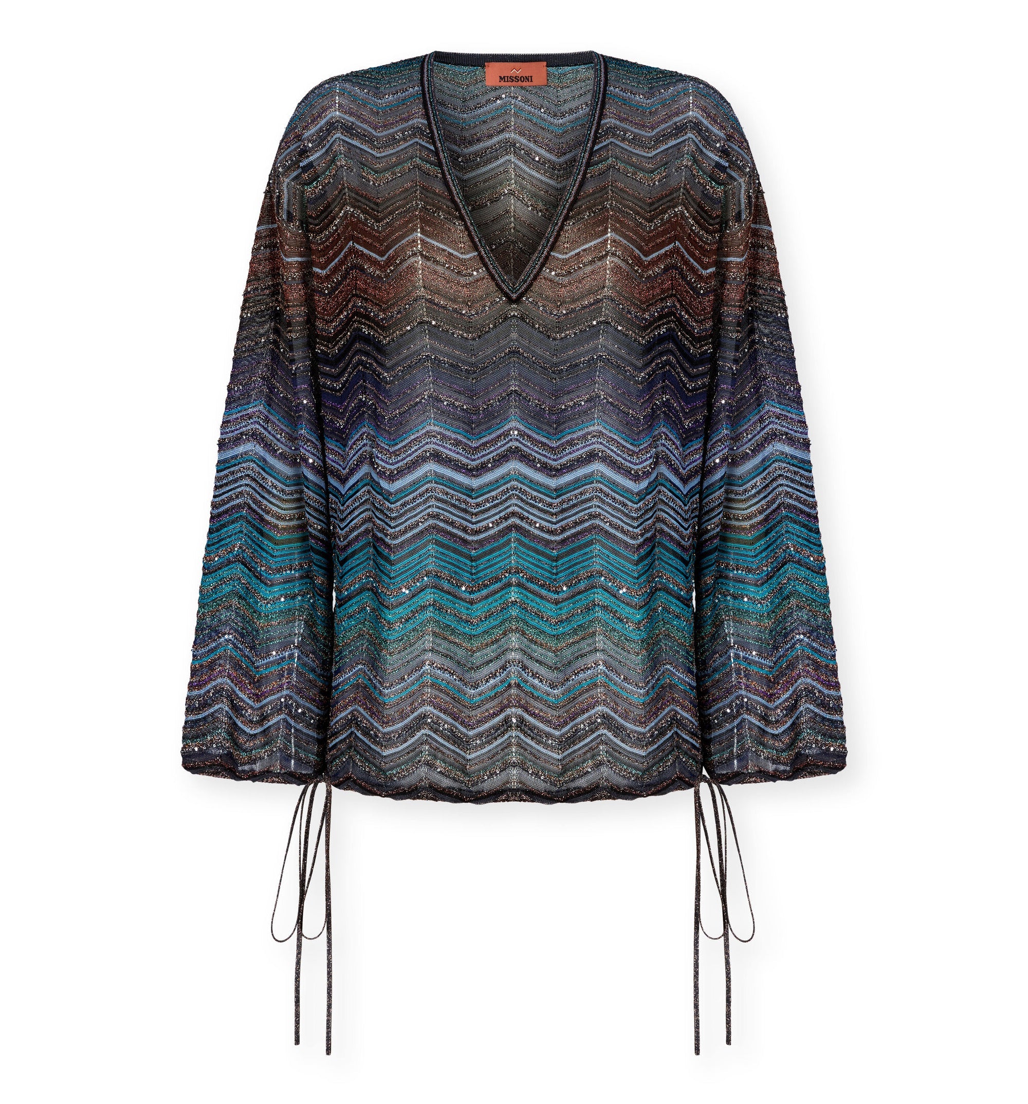 Chevron Lamé Viscose Blouse With Sequins