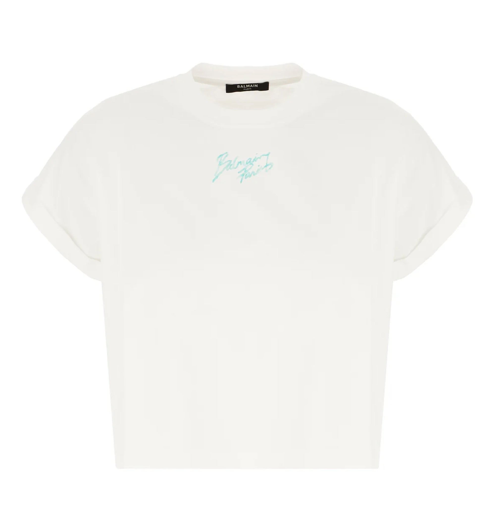 Cropped T-shirt with Balmain print