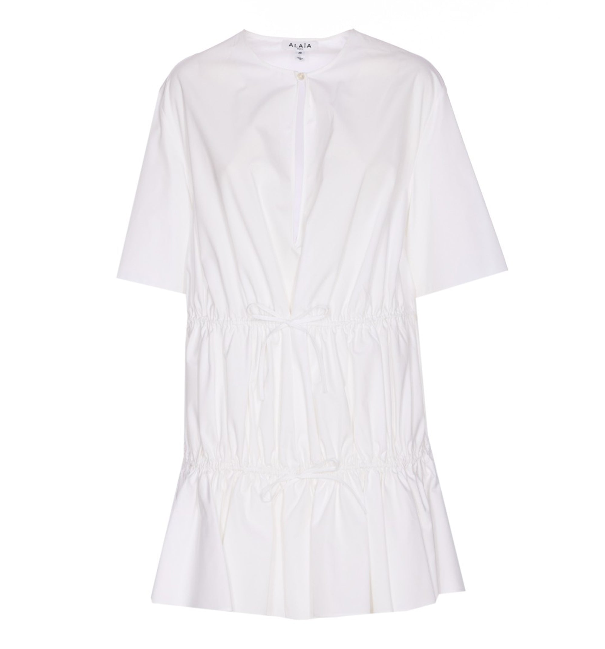 Gathered Cotton Poplin T-Shirt Dress