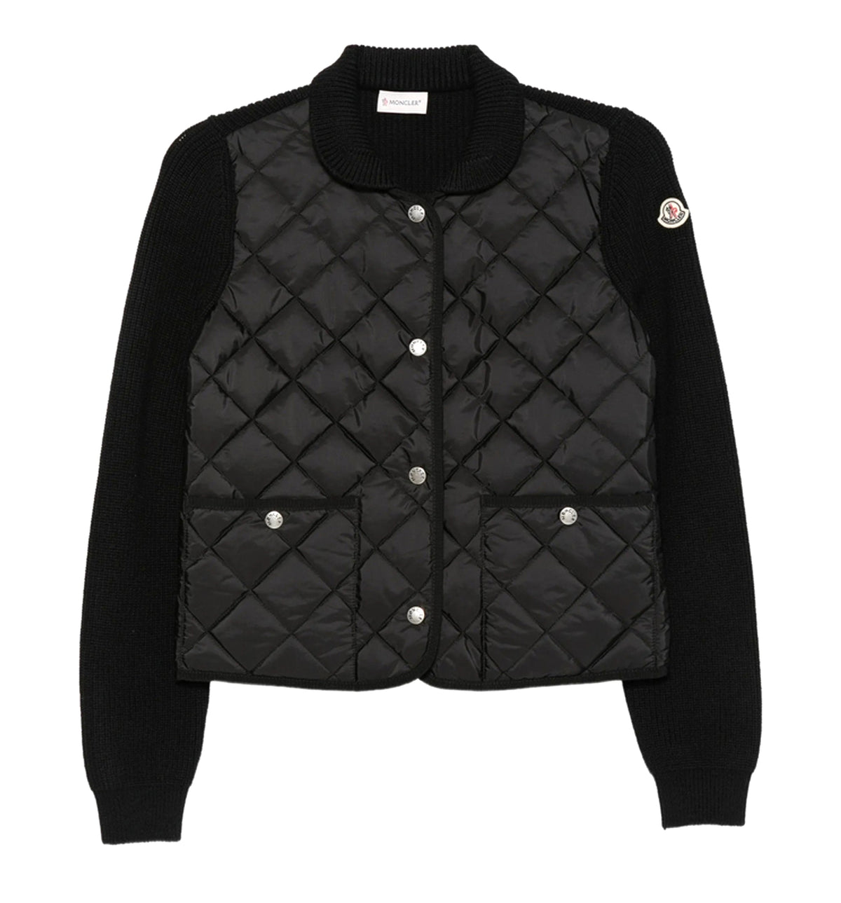 Quilted Padded Wool Cardigan