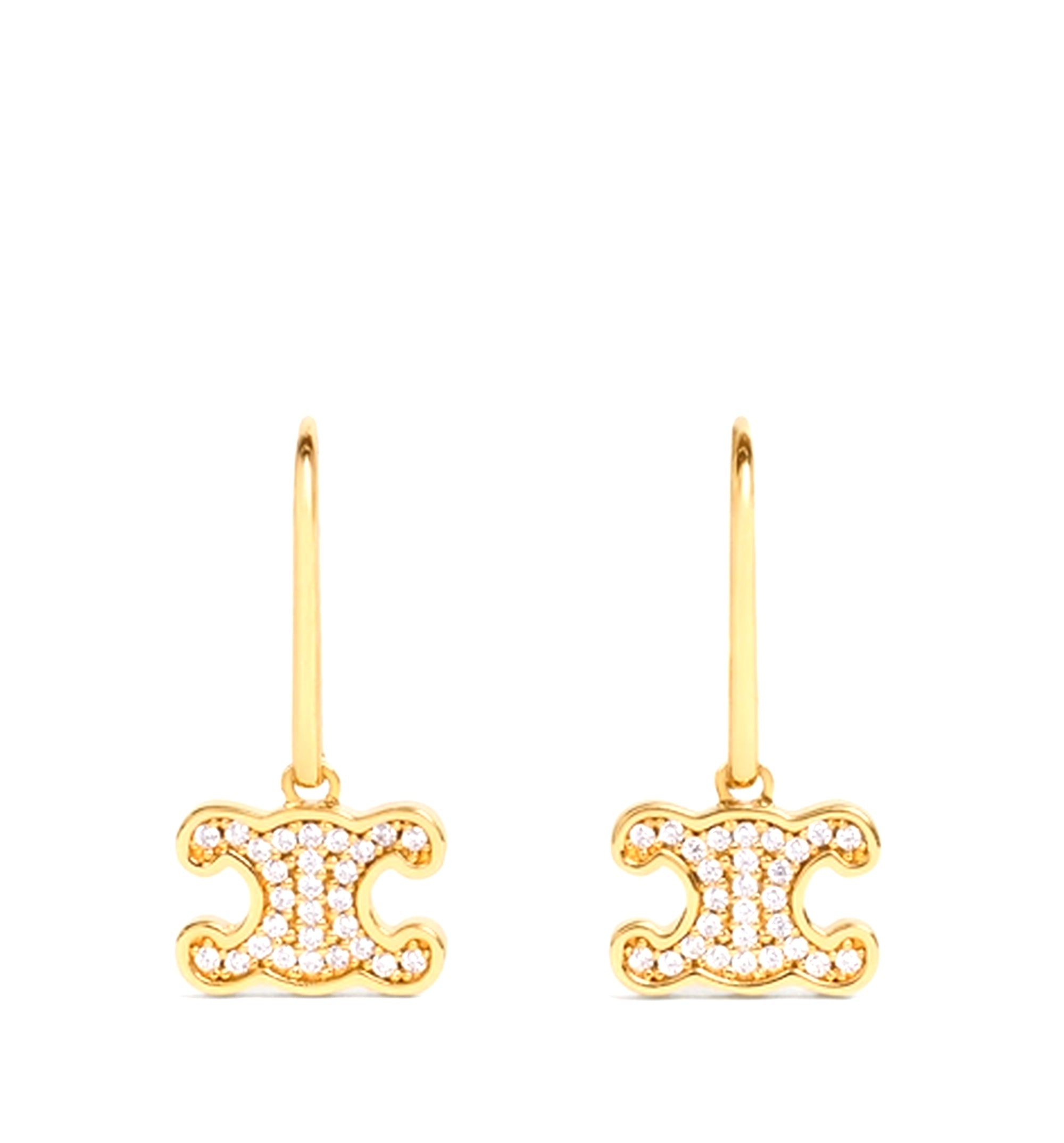 Triomphe Rhinestone Earrings in Brass with Crystals