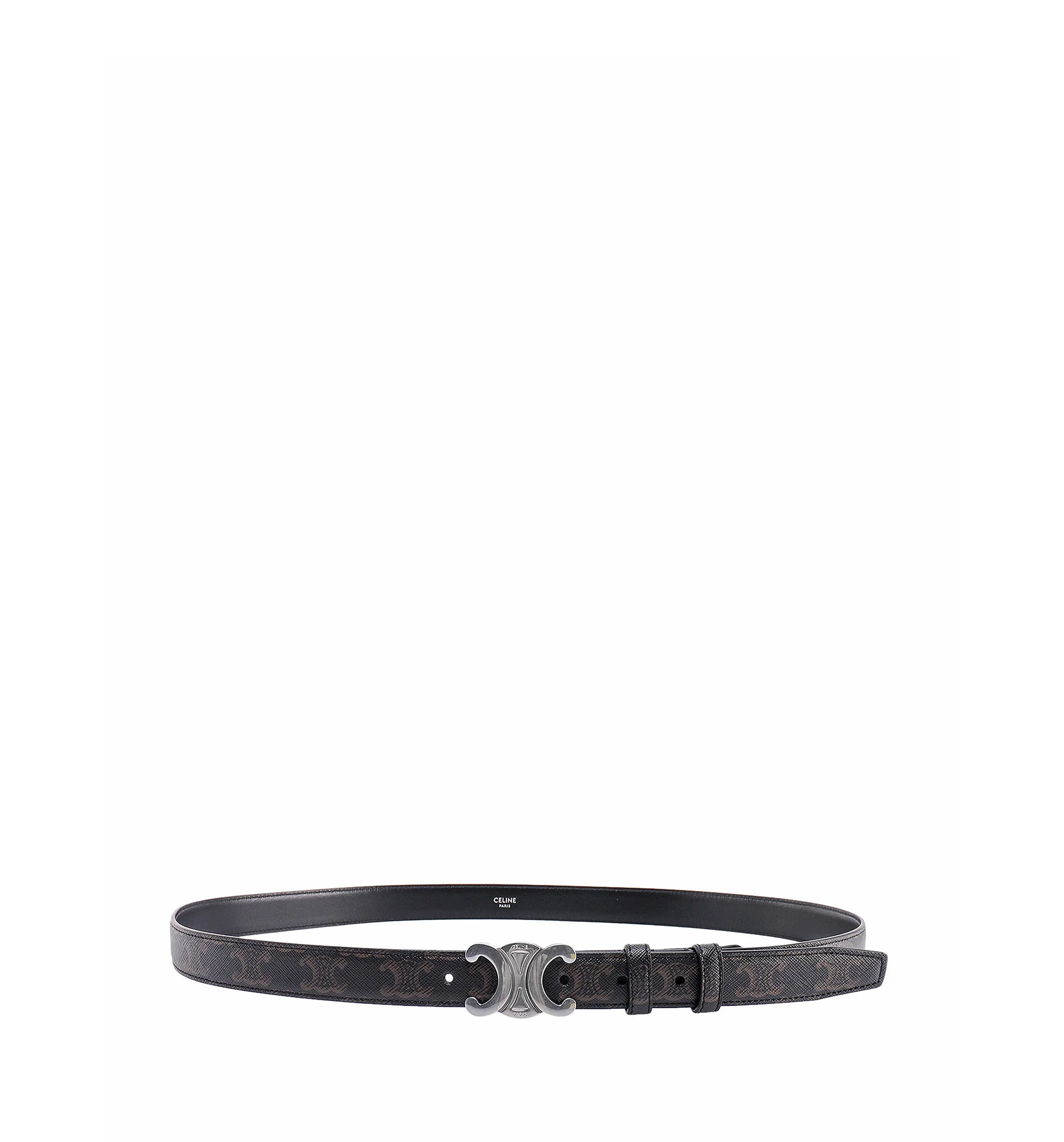 Medium Triomphe Belt in Triomphe Canvas - Brown/Silver