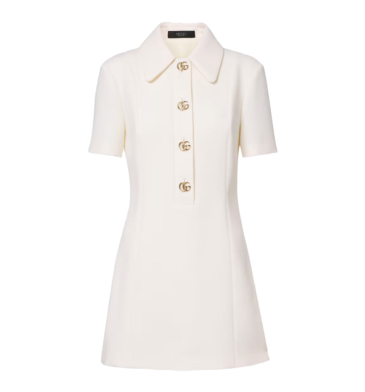 Crêpe wool dress with Double G button