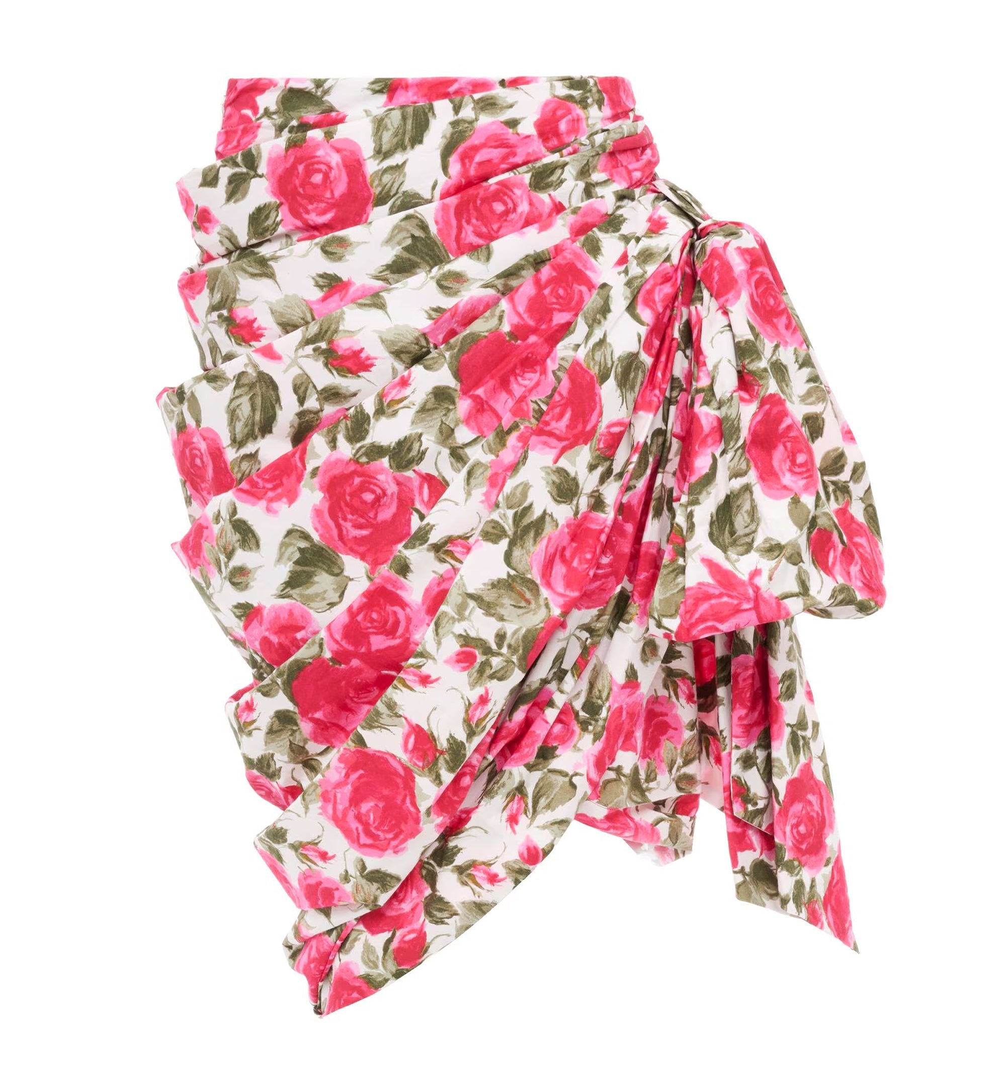 Knee-length wrap skirt in cotton poplin