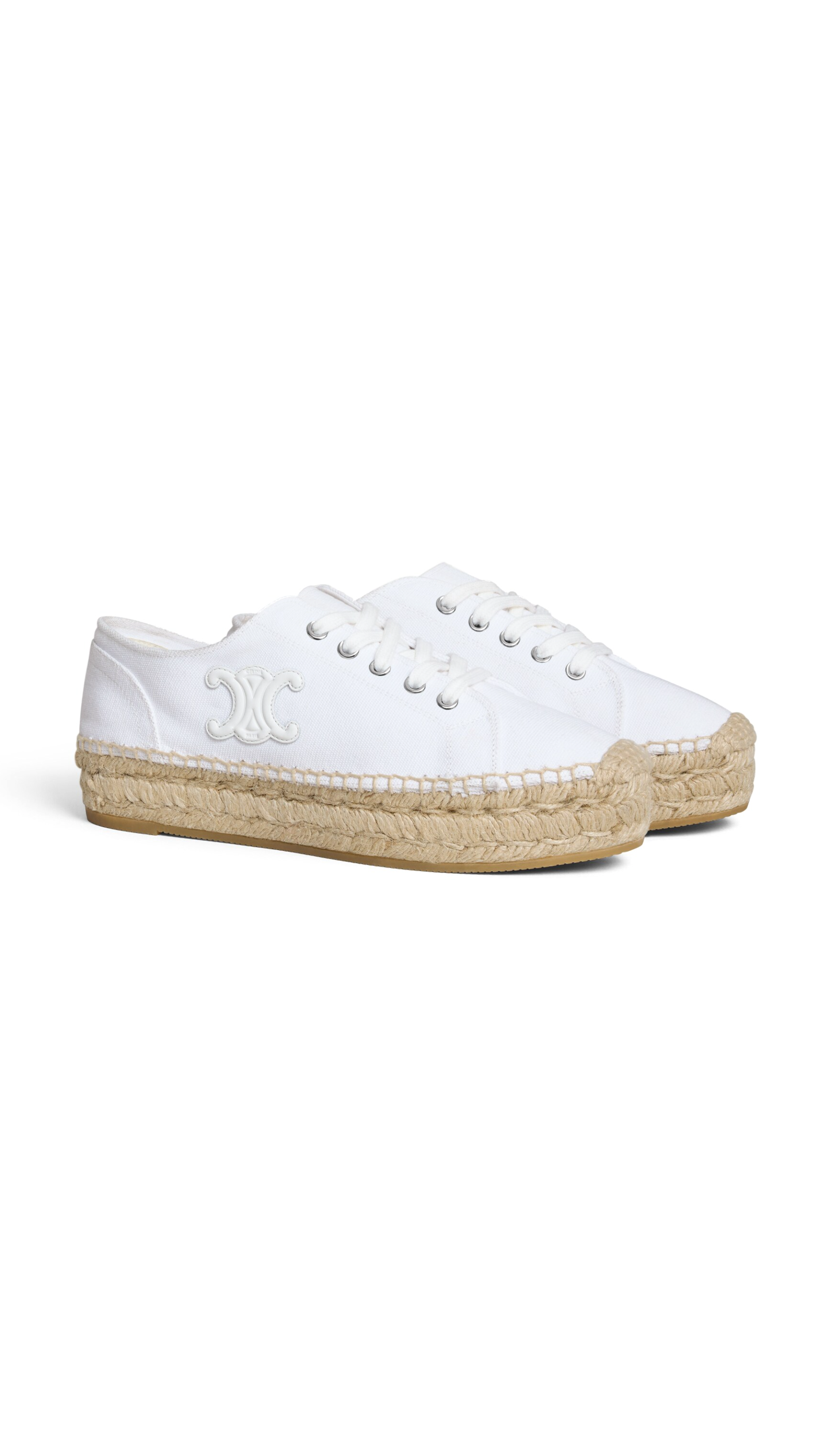 Les Espadrilles Lace-Up in canvas and Calfskin - White