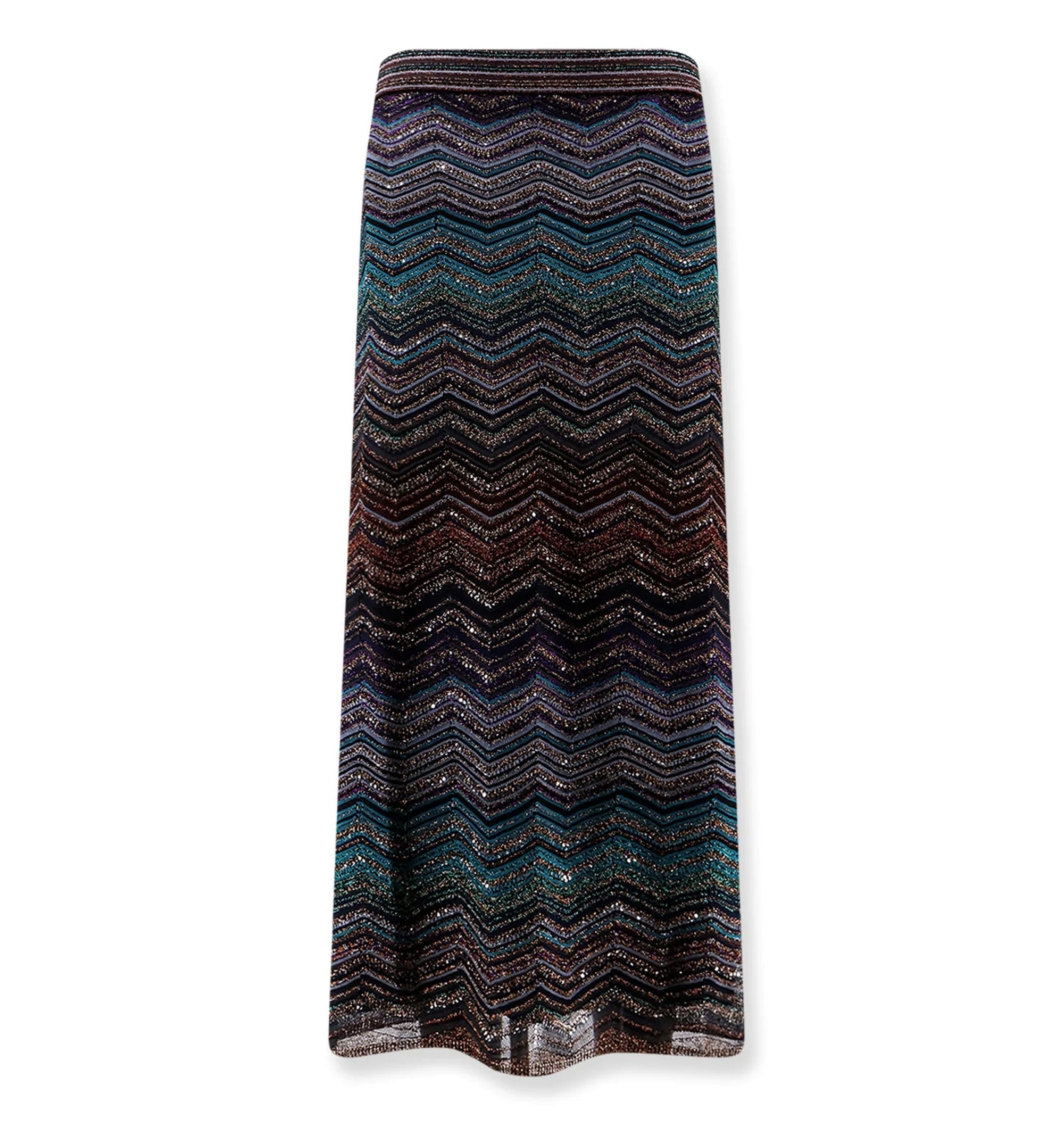 Tube Viscose Chevron Lamé Long Skirt With Sequins