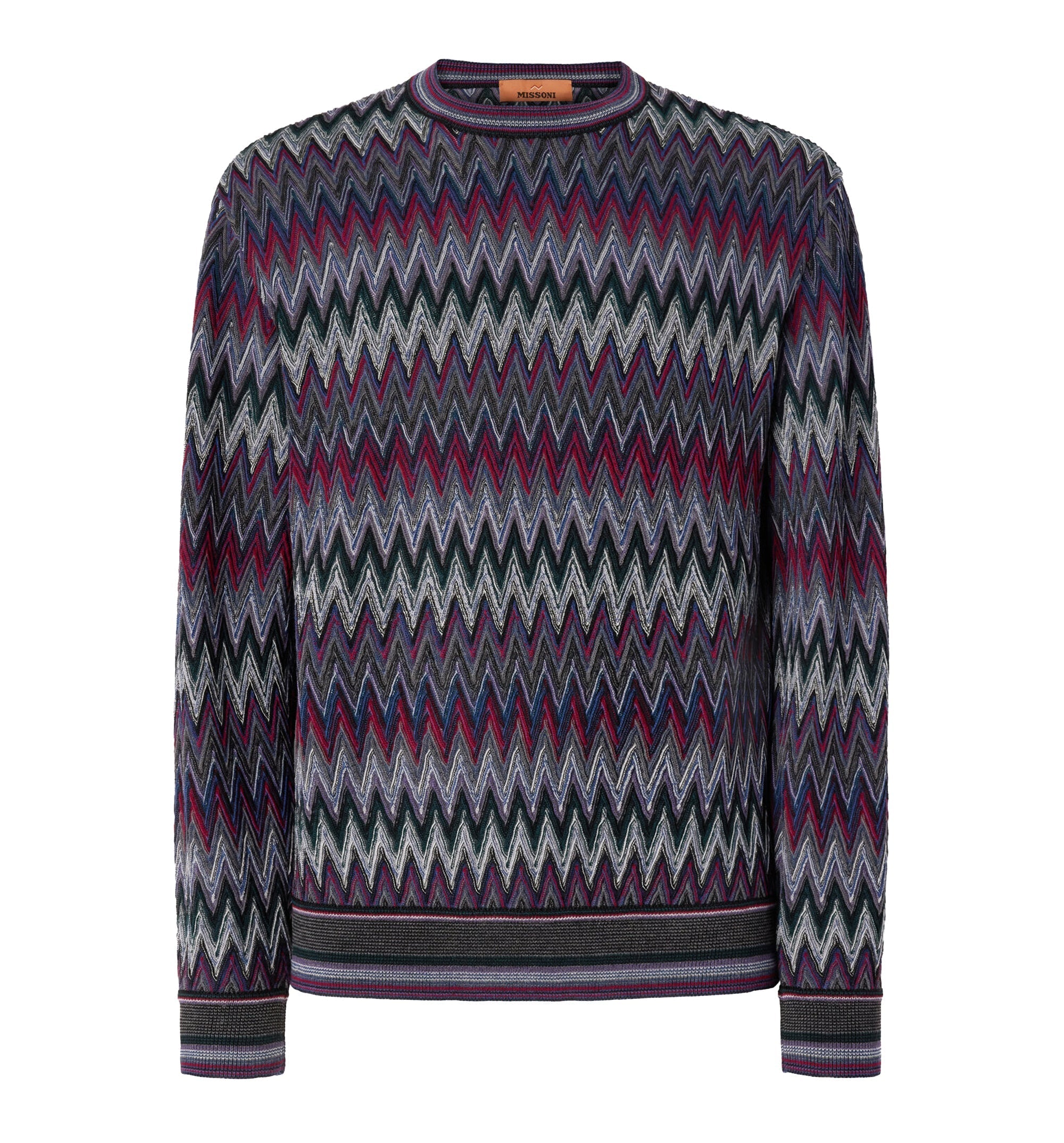 Crew Neck Sweater With 3D Zigzag Pattern