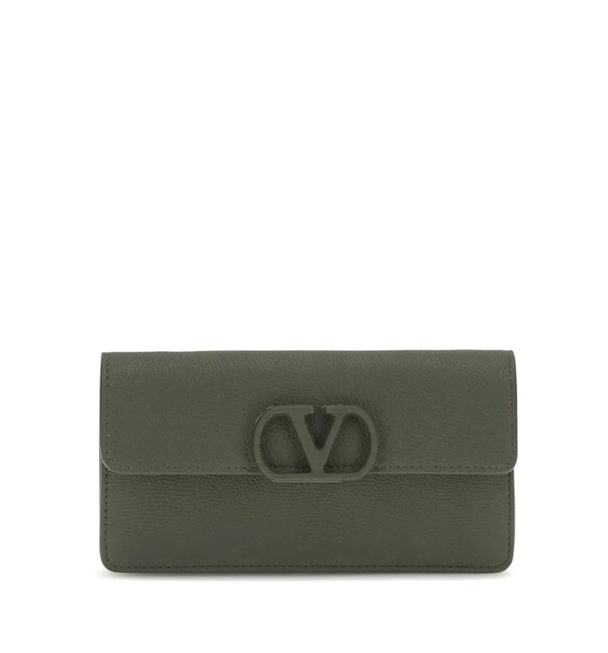 VLogo Signature Grainy Calfskin Wallet With Chain