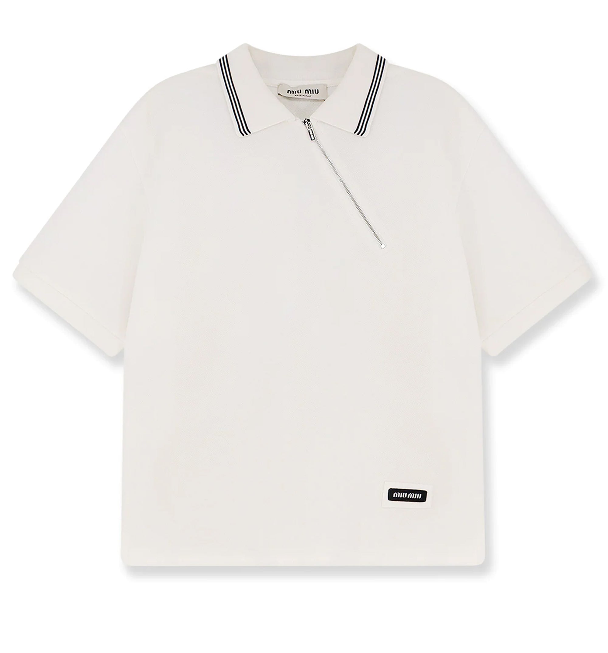 Cotton Piqué Zippered Polo Shirt