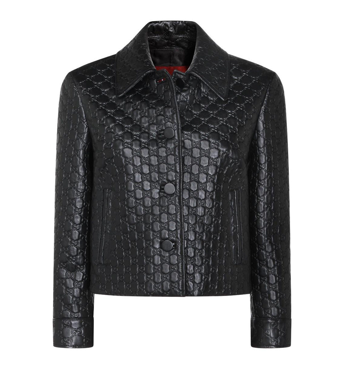 Leather jacket with embossed GG