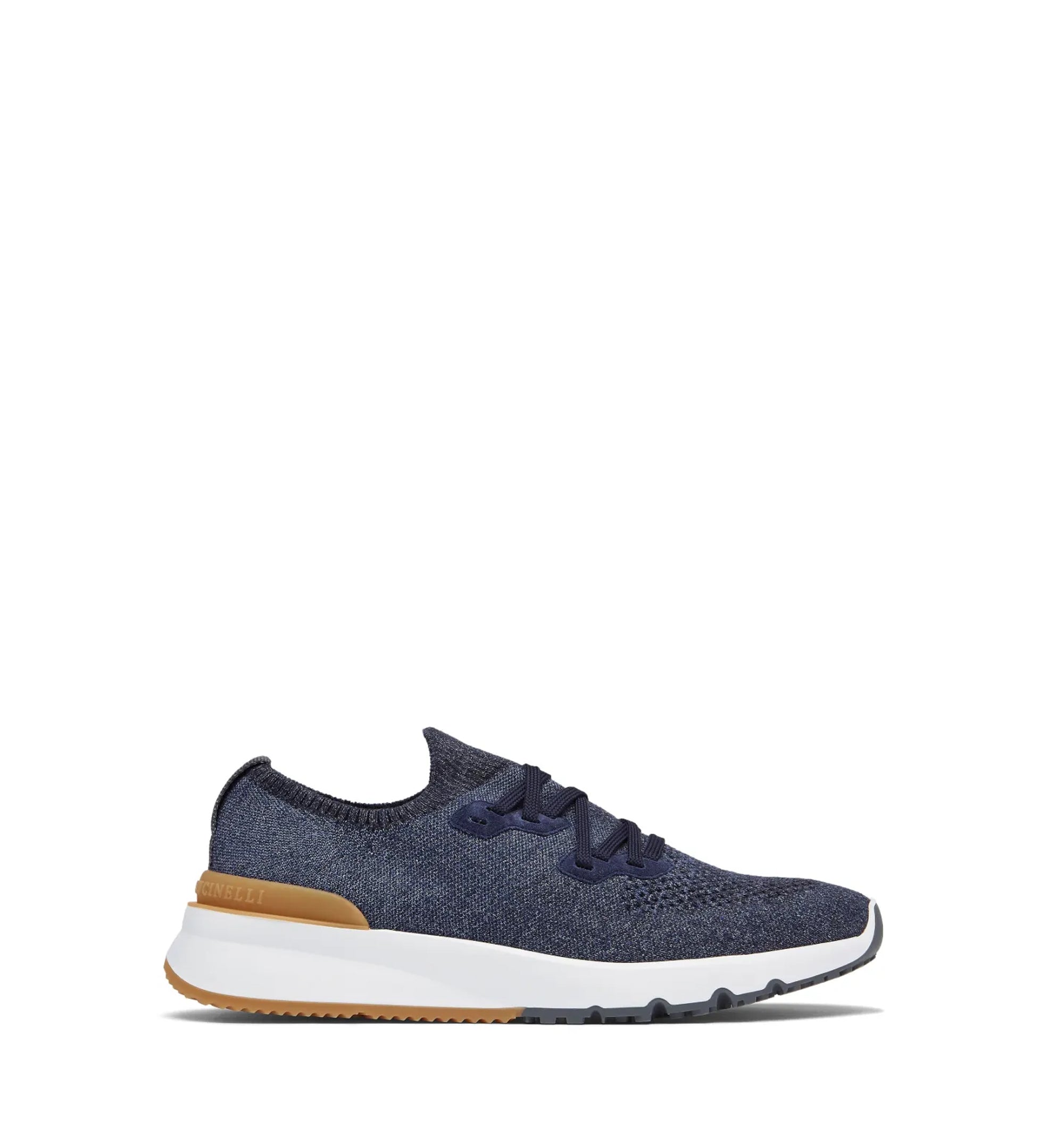 Wool knit and semi-polished calfskin runners with warm inner lining
