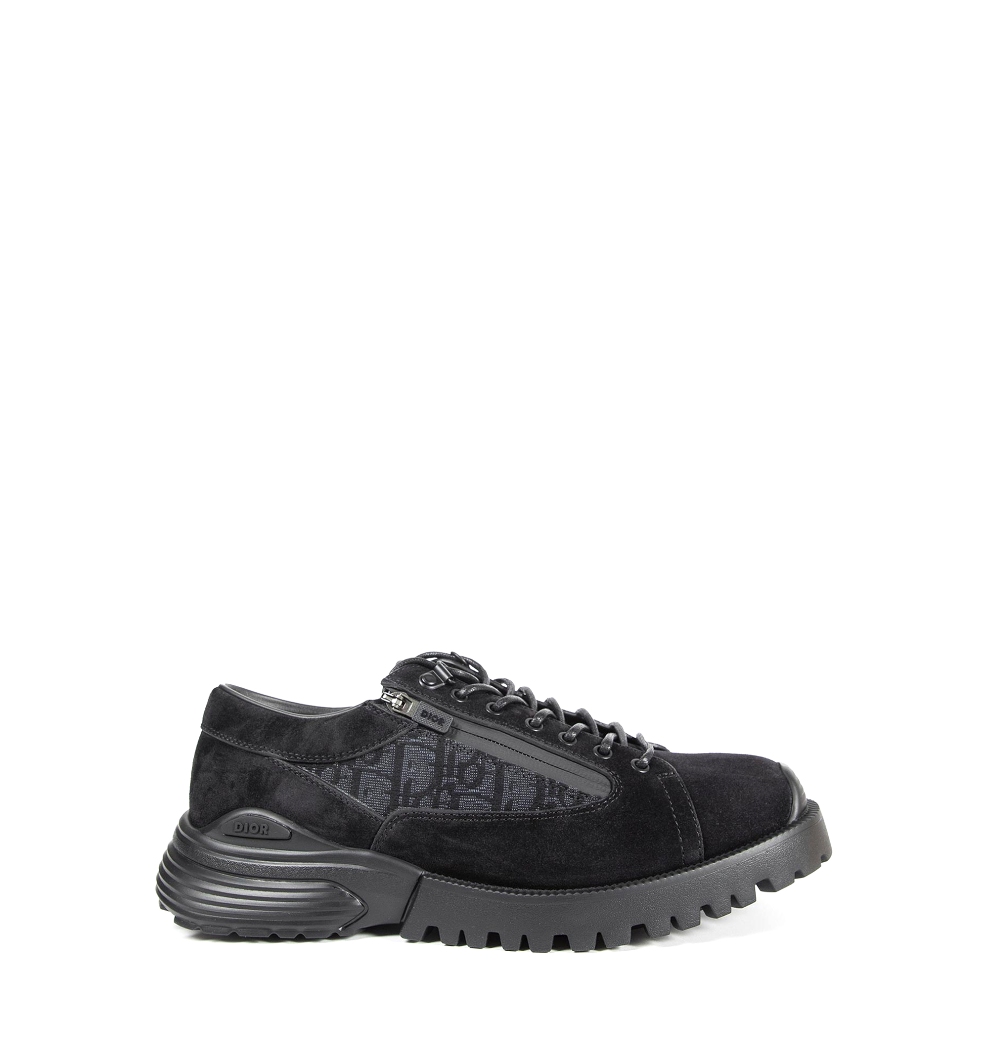Combat Suede And Dior Oblique Jacquard Fabric Lace Up Shoes- Black