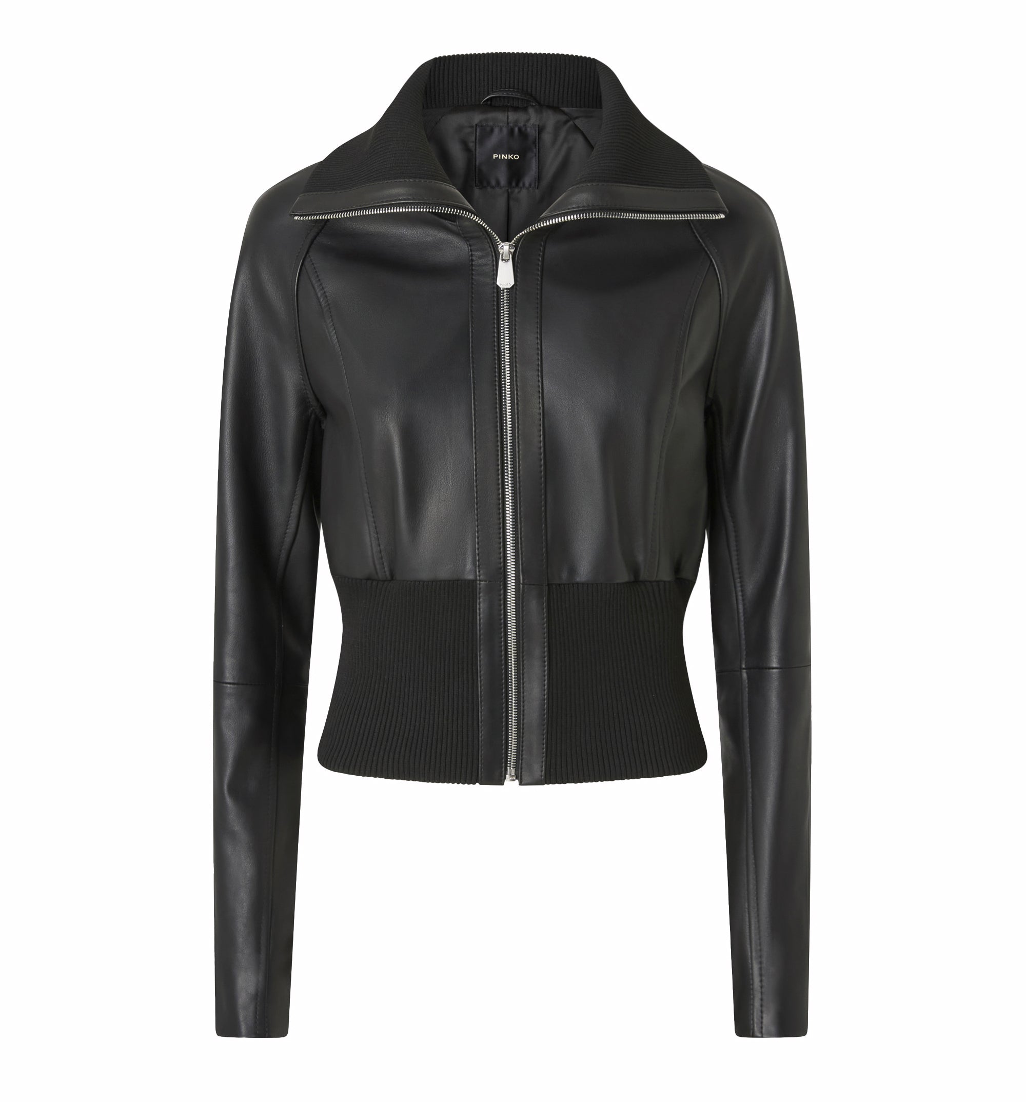 Short Nappa Leather And Knit Jacket