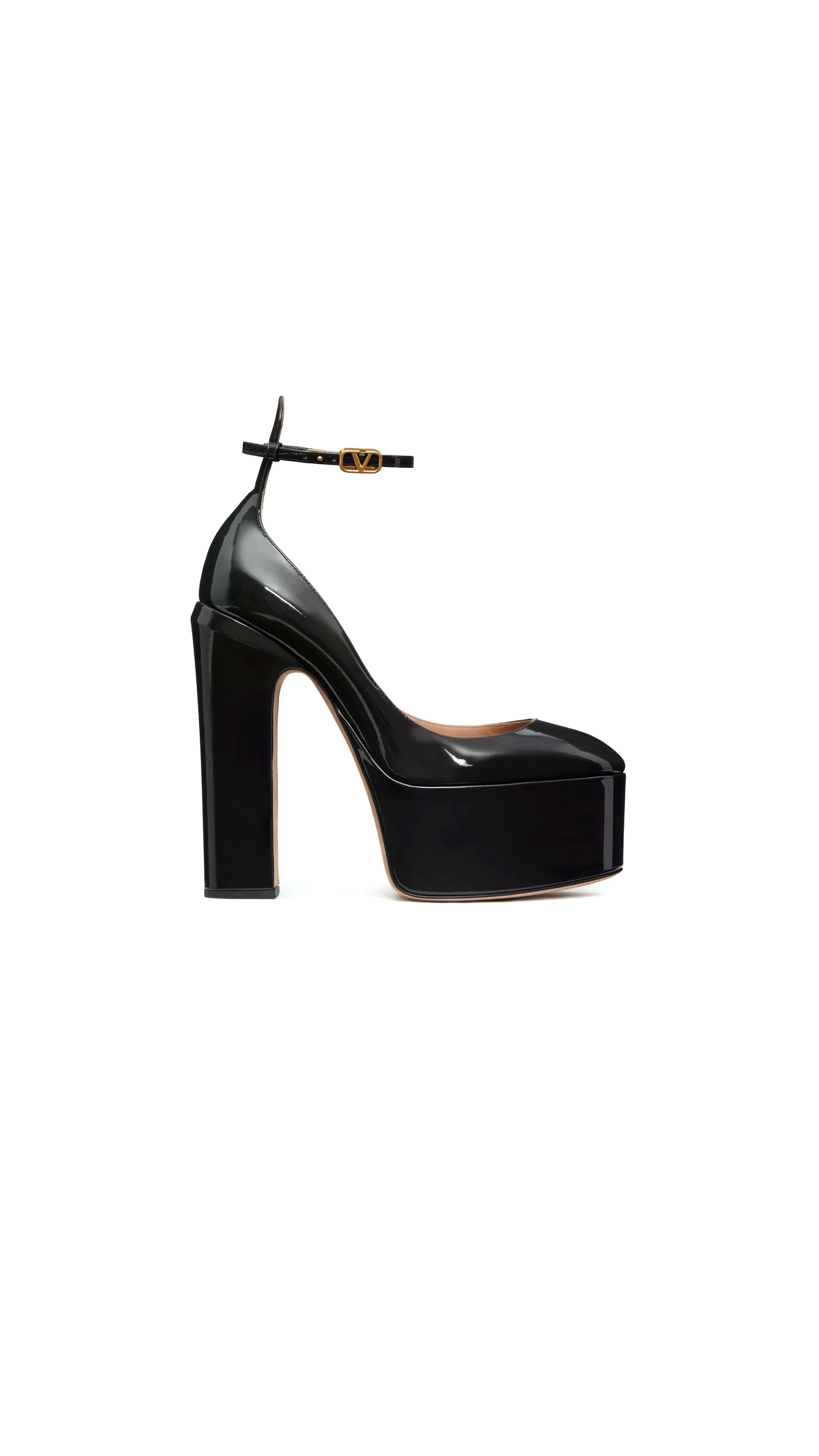 Tan-go Platform Pump in Patent Leather 155MM - Black